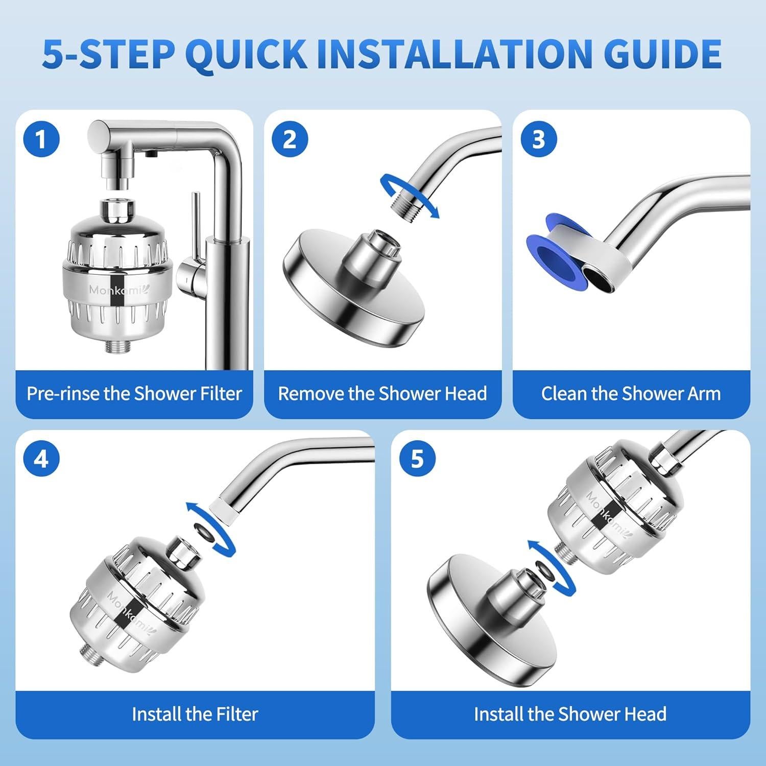 Filtro de Ducha Monkami HD-SF500 Cromo 2 Unidades