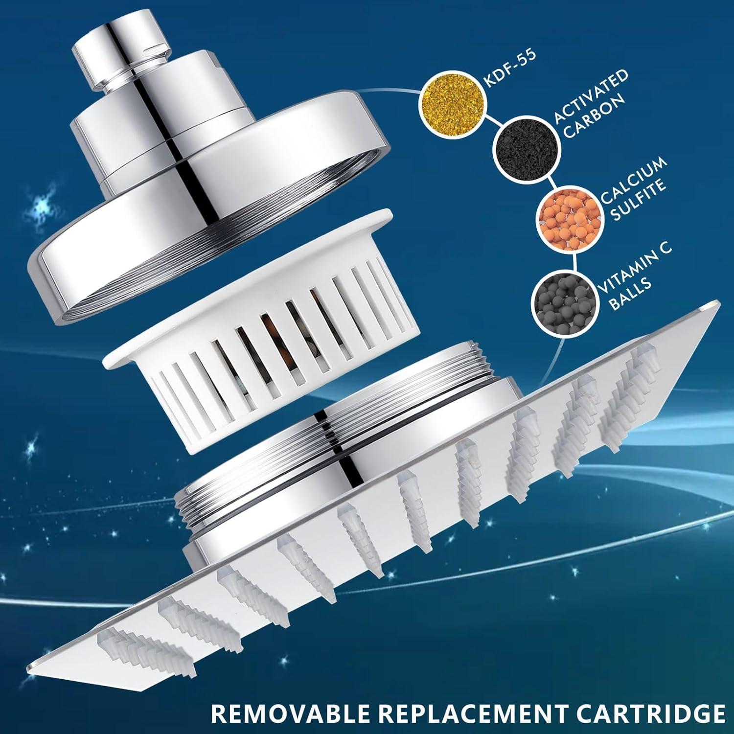 Cabezal de Ducha Voolan 30x30 cm con Filtro Acero Inoxidable