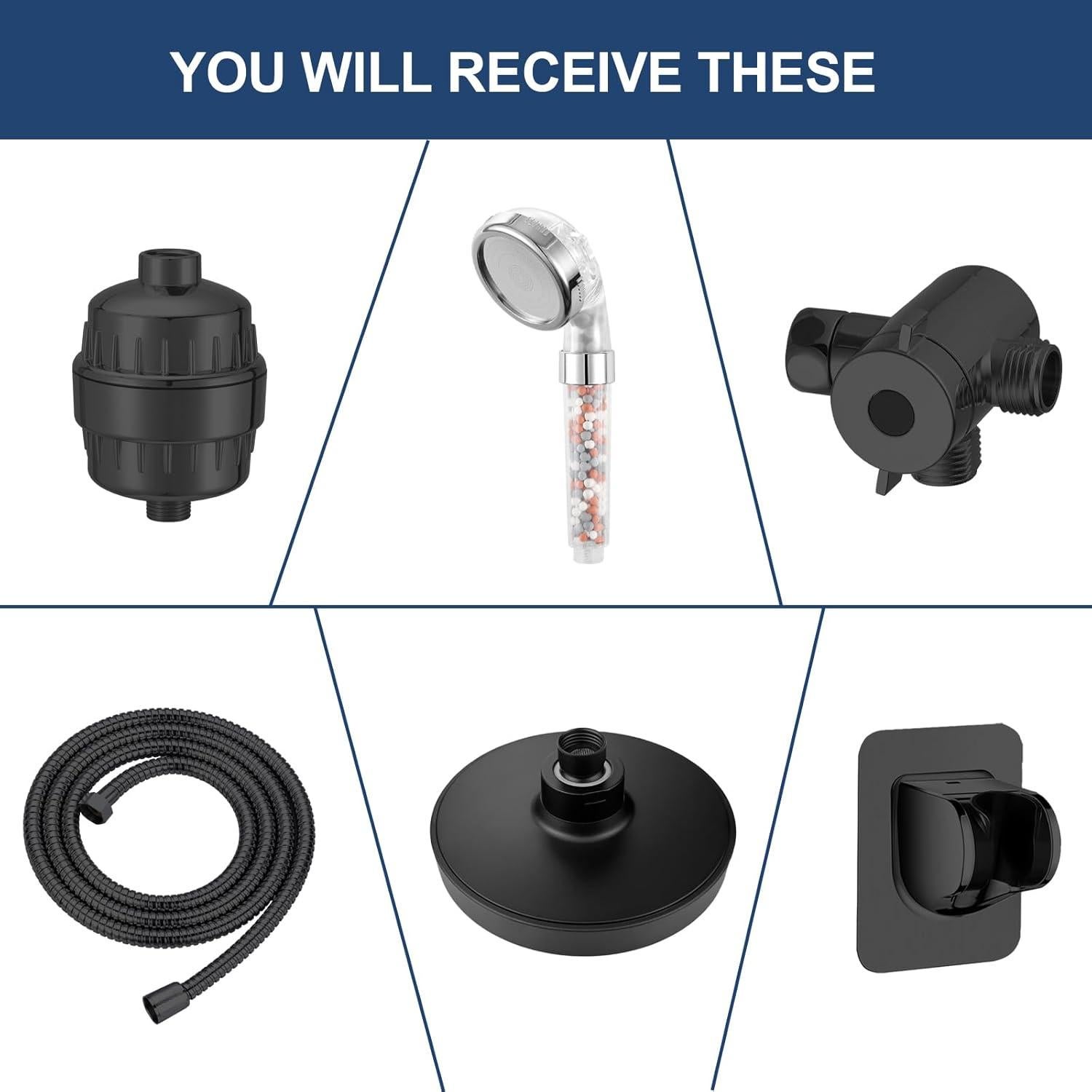 Cabezal de Ducha Filtrada Eolax 6" Redondo con Ducha de Mano