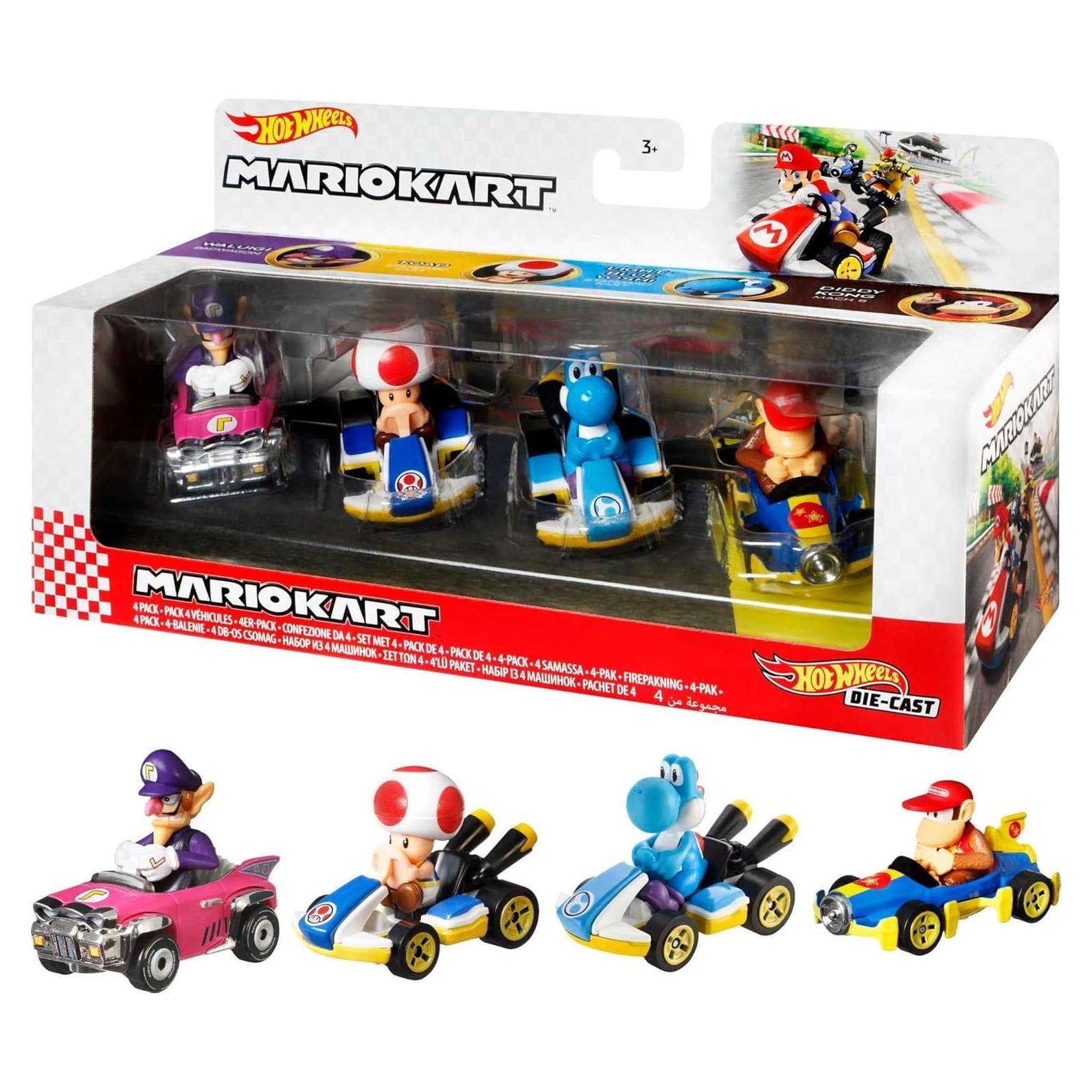 Hot Wheels Mario Kart 4-Pack Vehículos Coleccionables 1:64