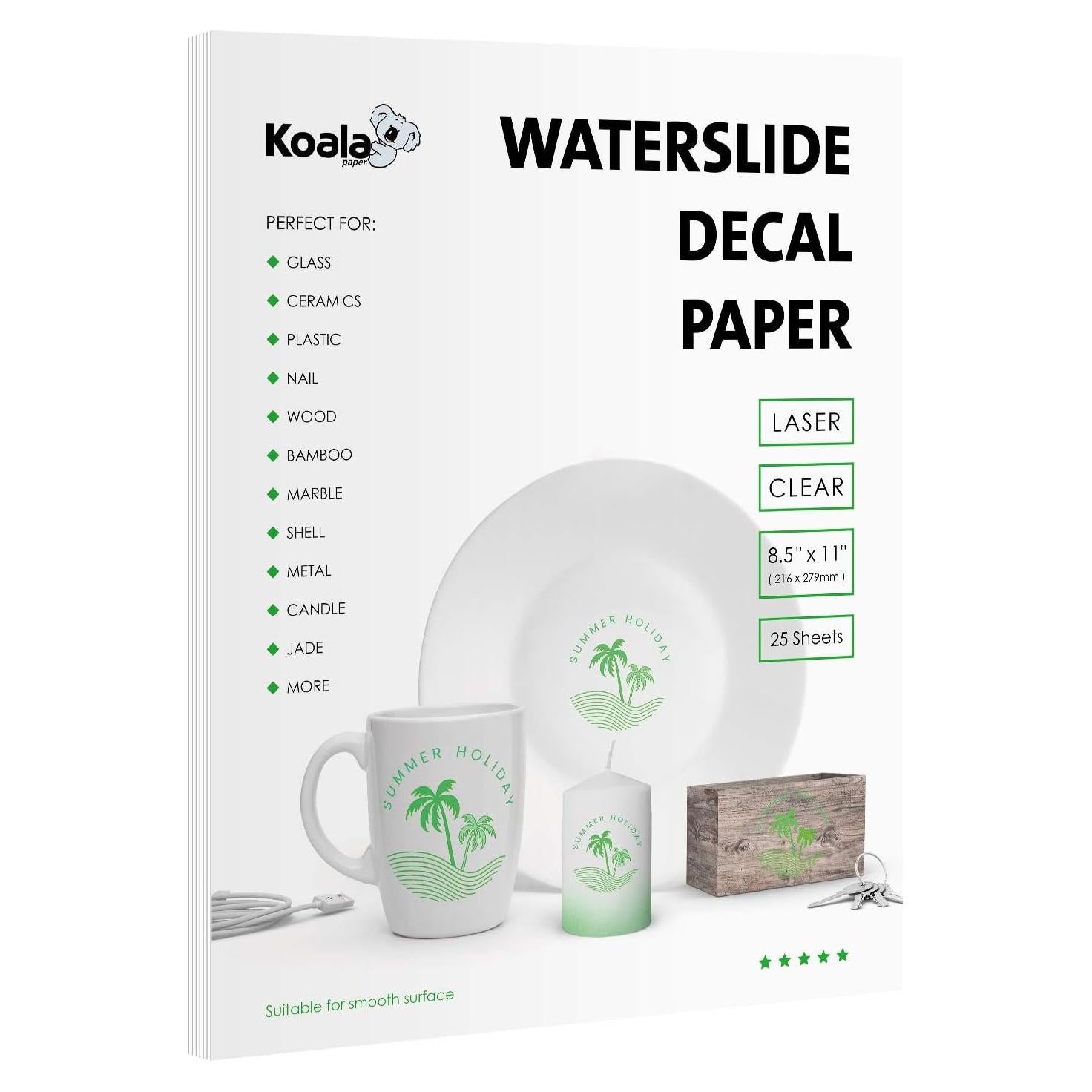 Papel Calcomanía Deslizamiento Agua Koala 25 Hojas 21x28 cm