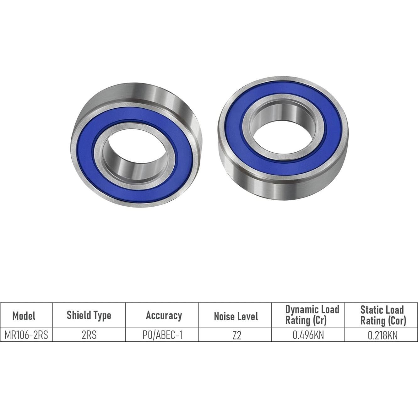 Rodamientos de Bolas FOCMKEAS MR106-2RS 10 Piezas 6x10x3mm