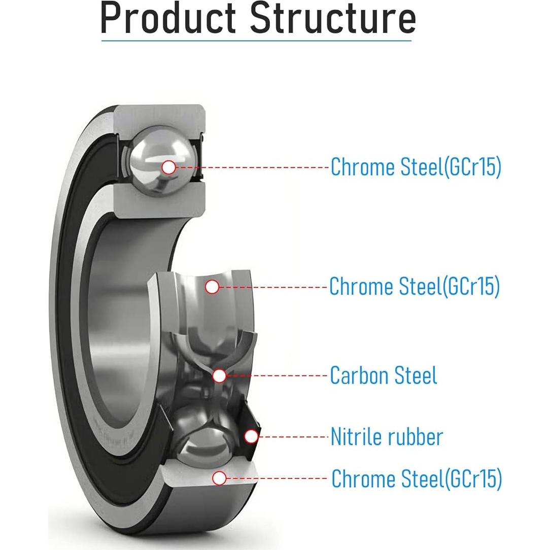 Rodamientos de Bolas FOCMKEAS MR106-2RS 10 Piezas 6x10x3mm