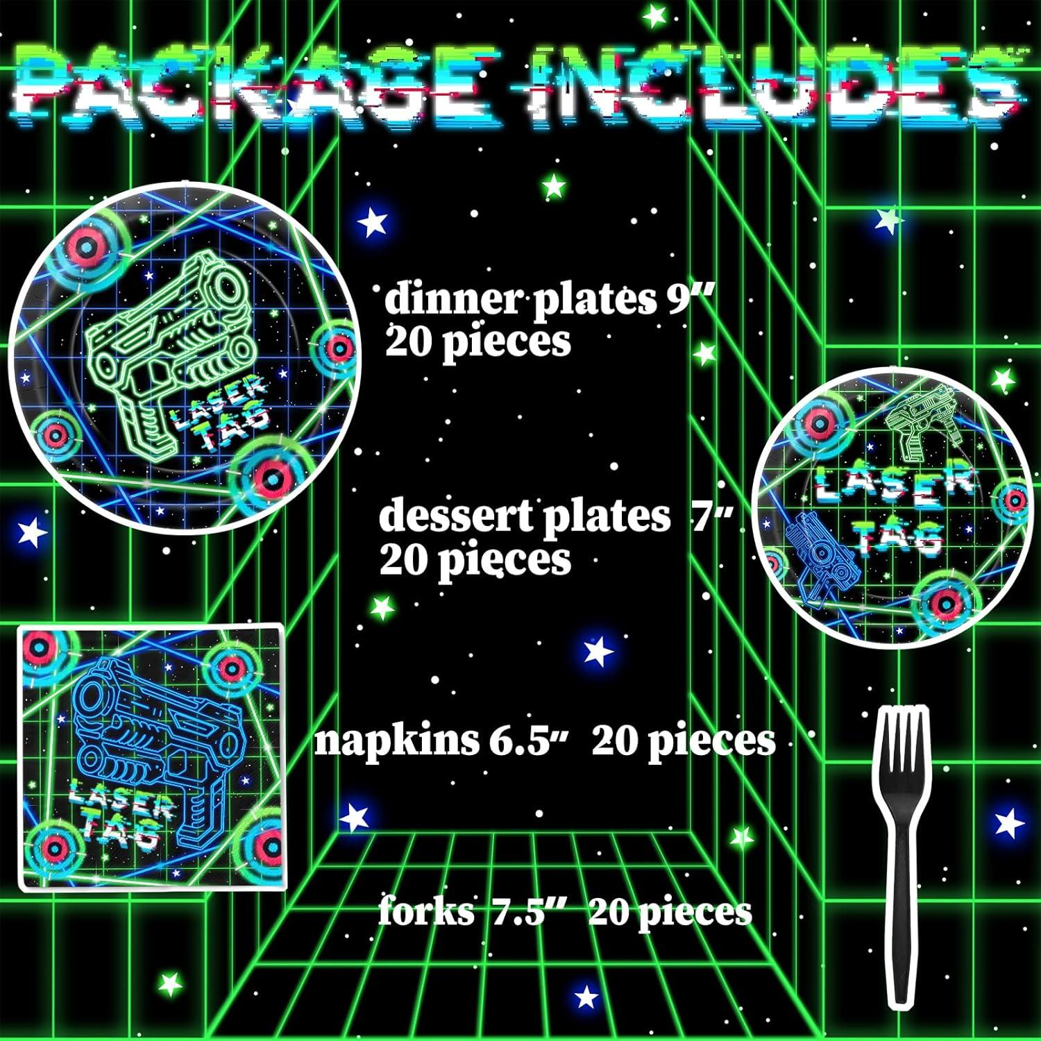 Platos y Servilletas Laser Tag SamPartyShop para 20 Invitados