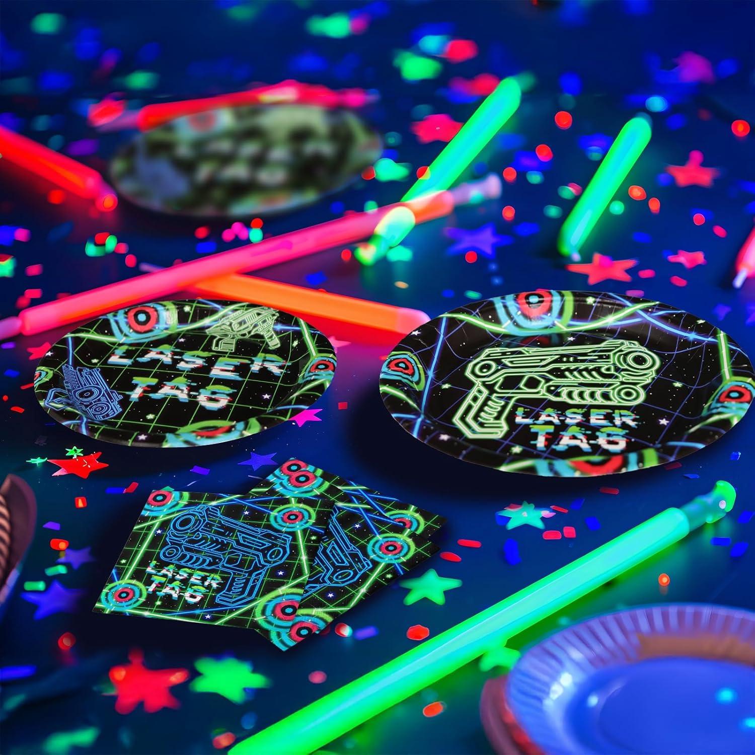 Platos y Servilletas Laser Tag SamPartyShop para 20 Invitados