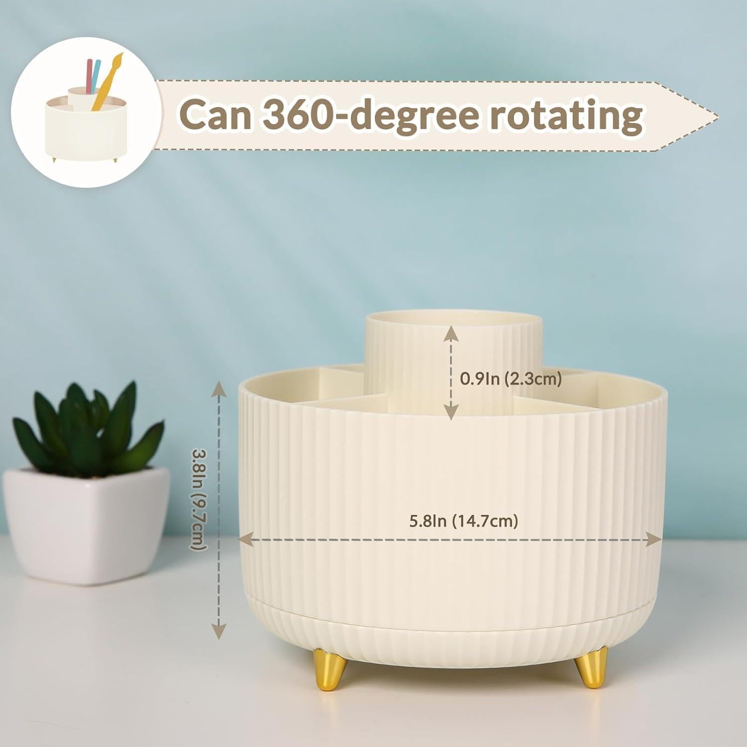 Organizador de Escritorio Rotatorio SKYDUE Beige 5 Compartimentos