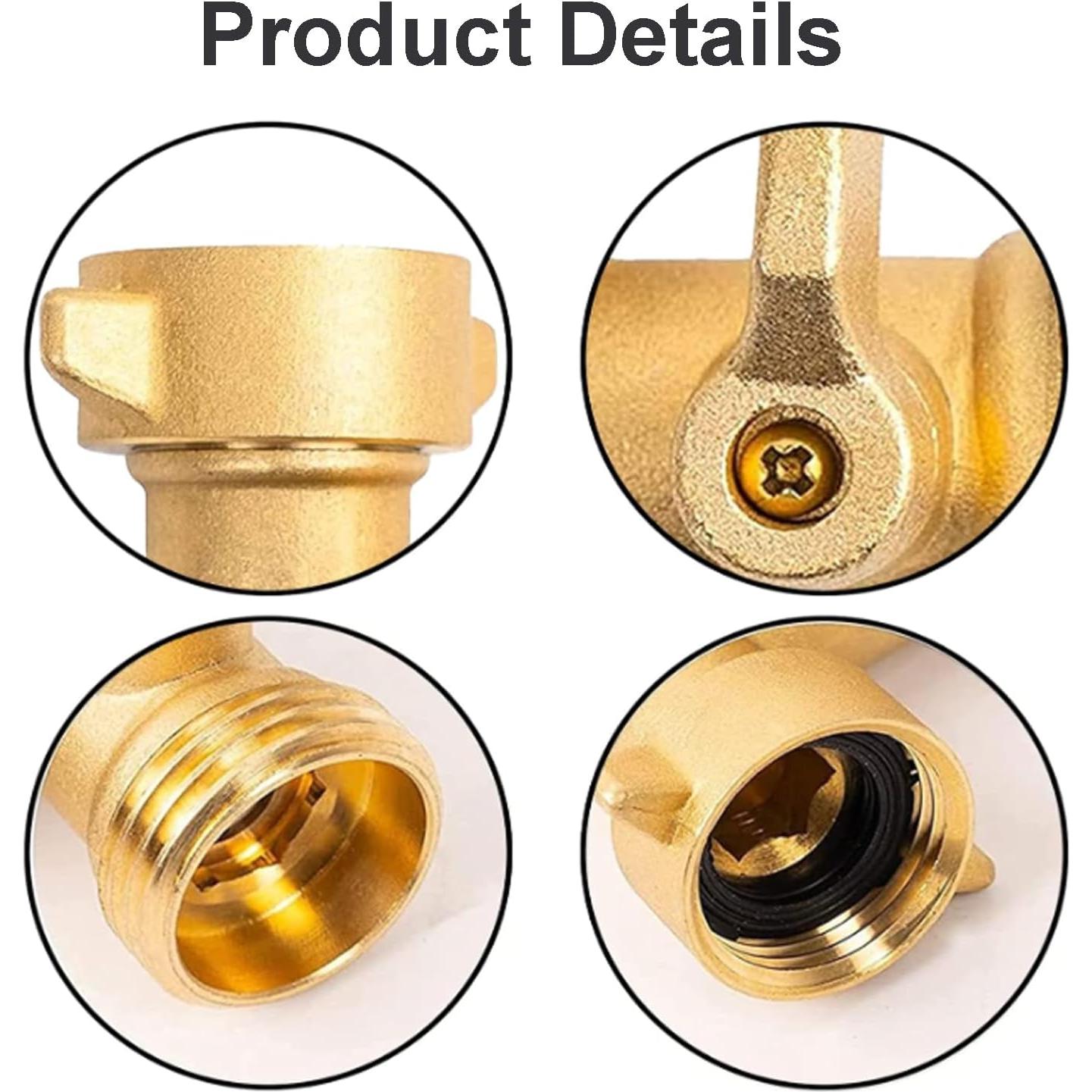 Codo de Manguera de Jardín 90° Latón 3/4" con Válvula - 2 Pzas