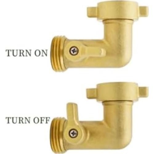 Codo de Manguera de Jardín 90° Latón 3/4" con Válvula - 2 Pzas
