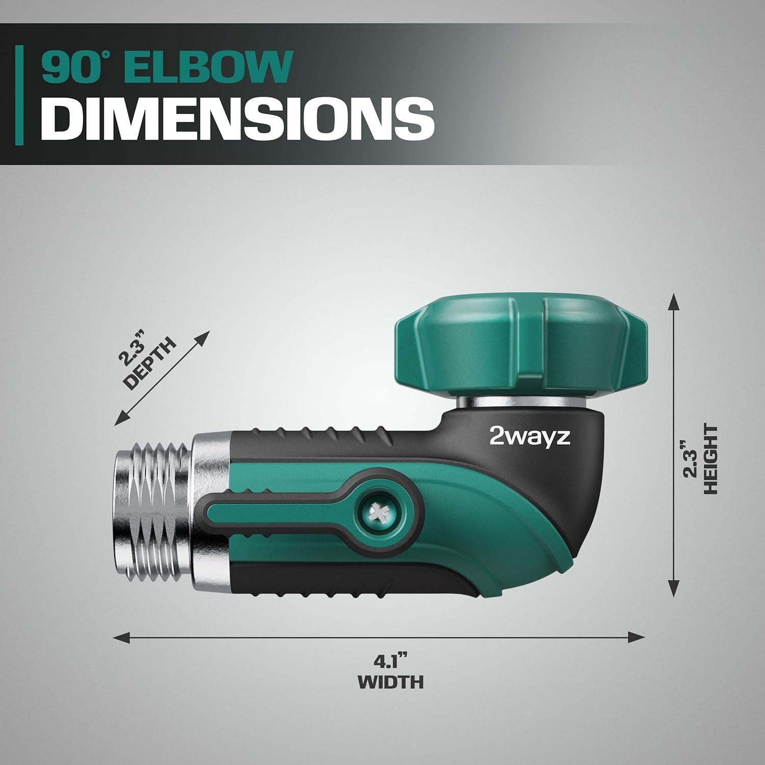 Adaptador de Codo de Manguera 90° 2WAYZ - Válvula de Cierre Metálica