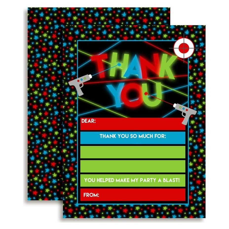 Tarjetas de Agradecimiento Laser Tag Amanda Creation 10 Pzas