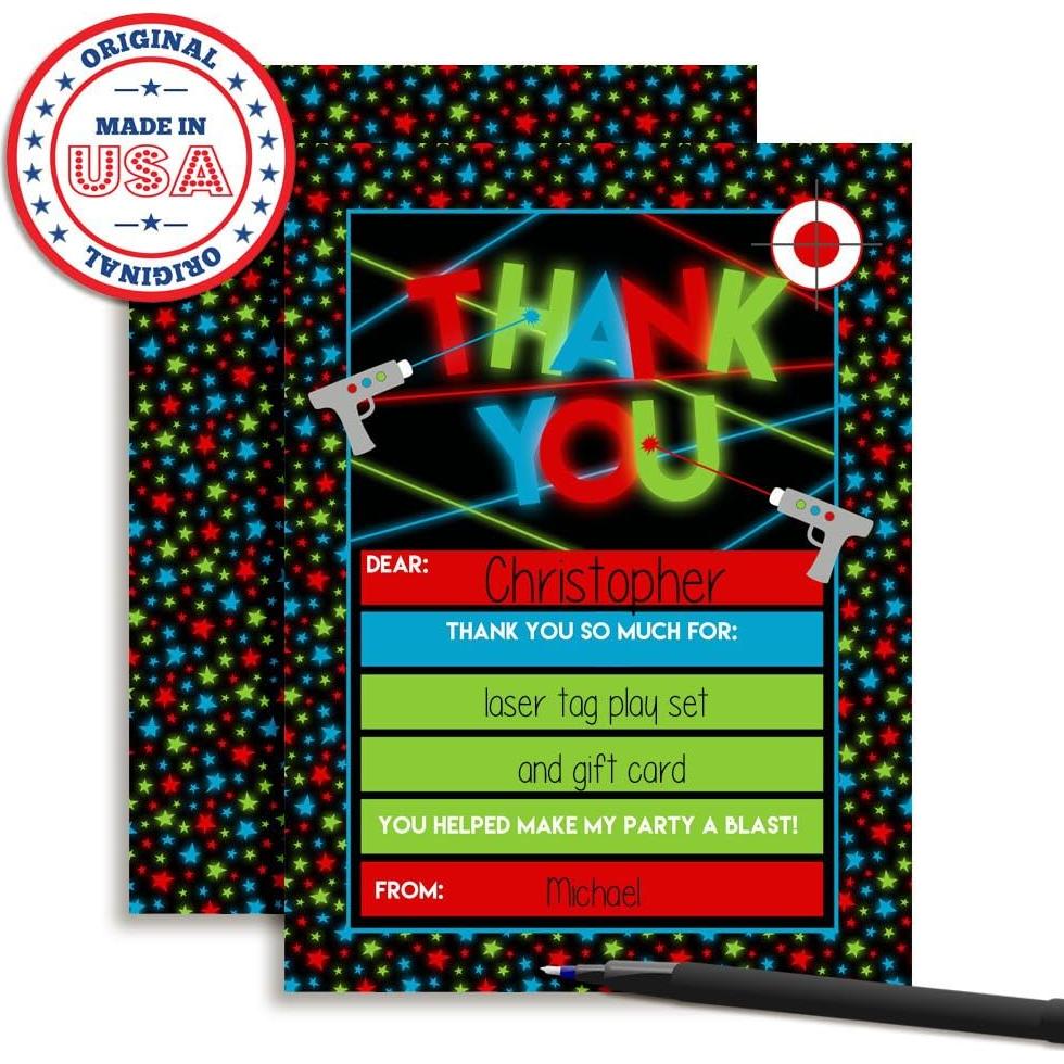 Tarjetas de Agradecimiento Laser Tag Amanda Creation 10 Pzas