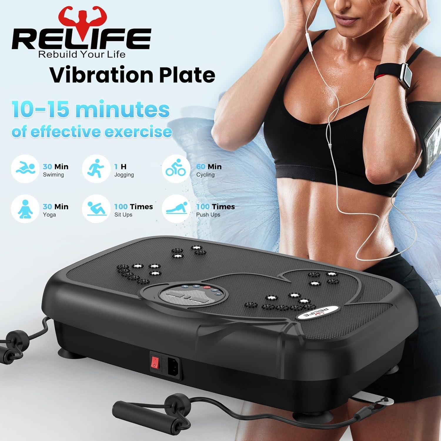 Plataforma Vibrante RELIFE BVP-320 con Bandas de Resistencia
