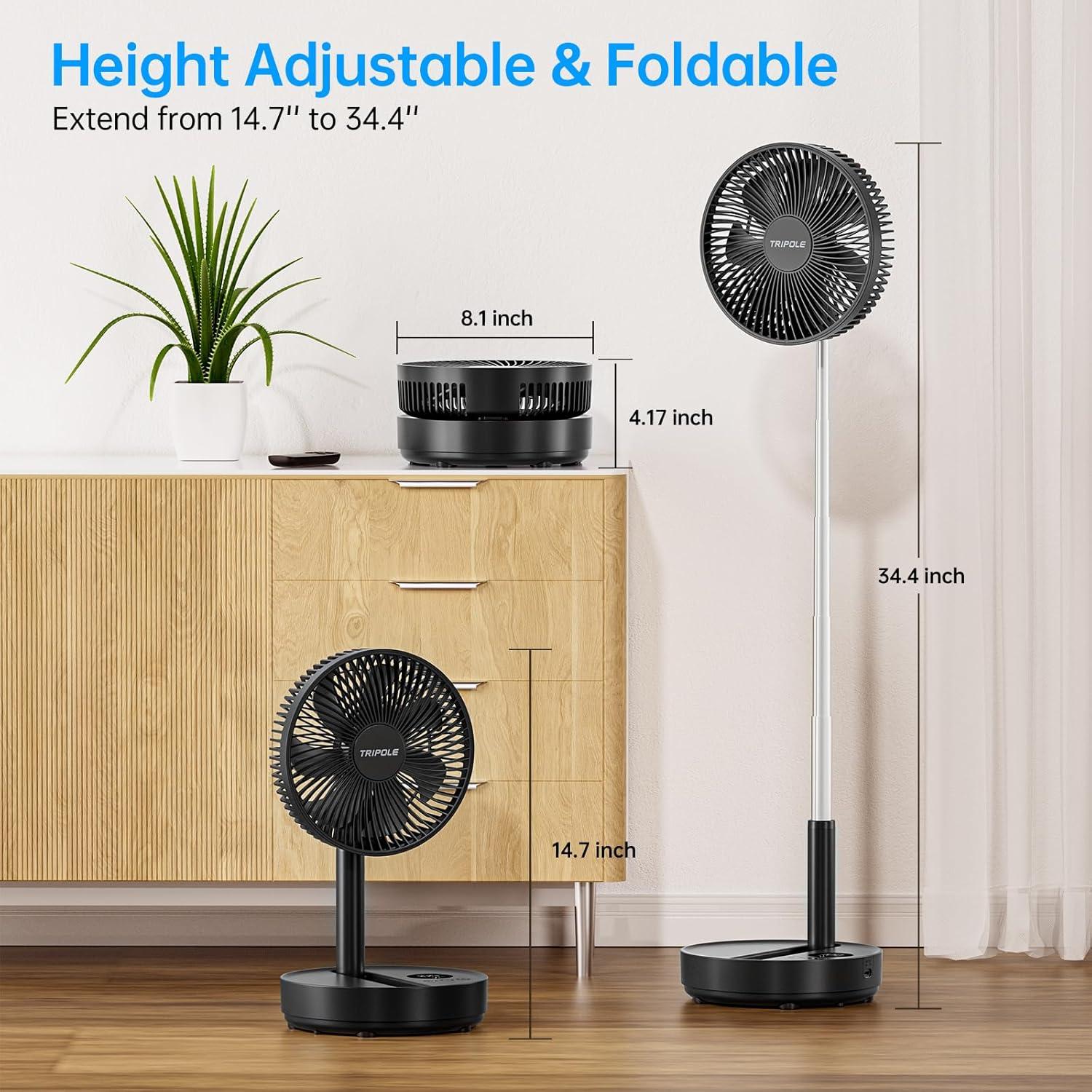 Ventilador de Pie TriPole KW64 Oscilante Recargable 8000mAh