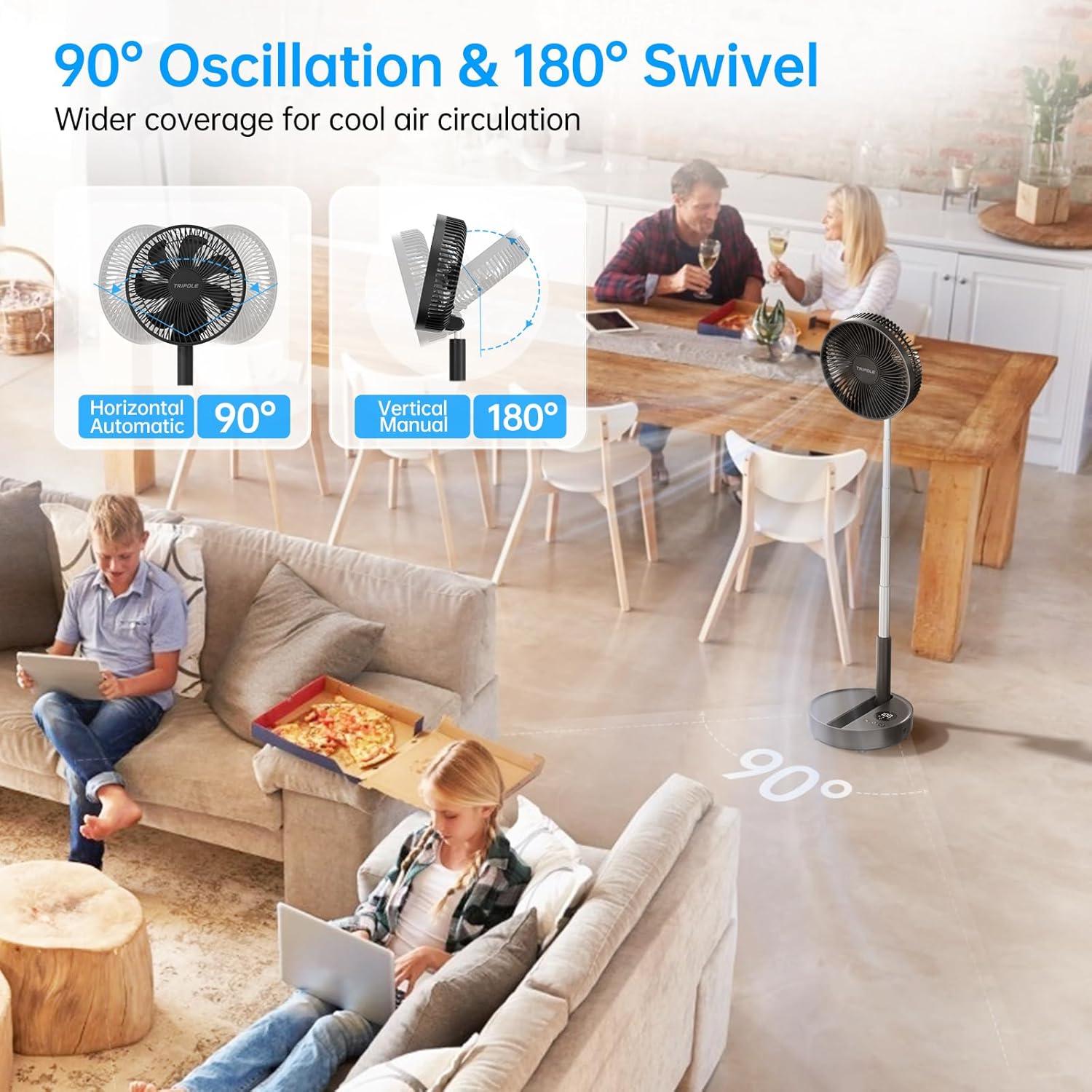 Ventilador de Pie TriPole KW64 Oscilante Recargable 8000mAh