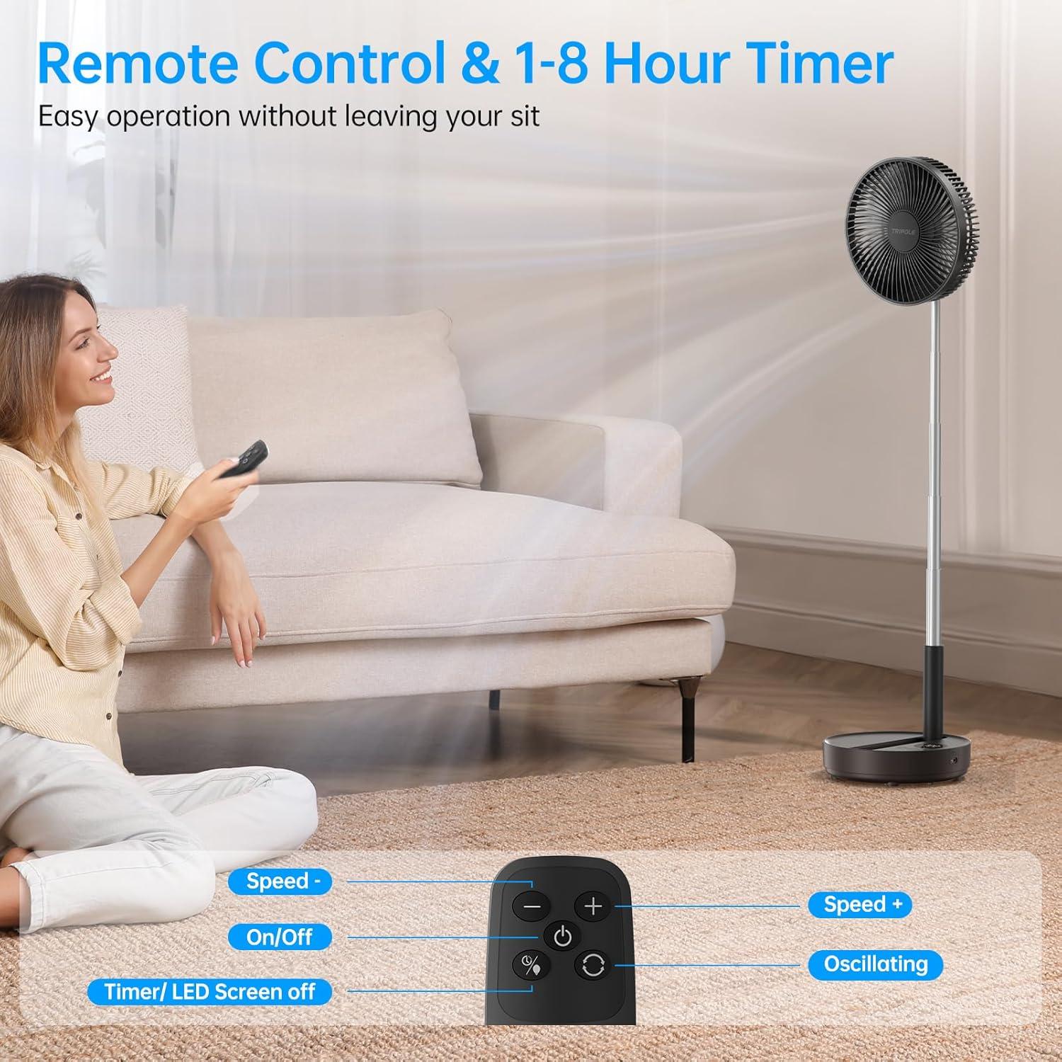 Ventilador de Pie TriPole KW64 Oscilante Recargable 8000mAh