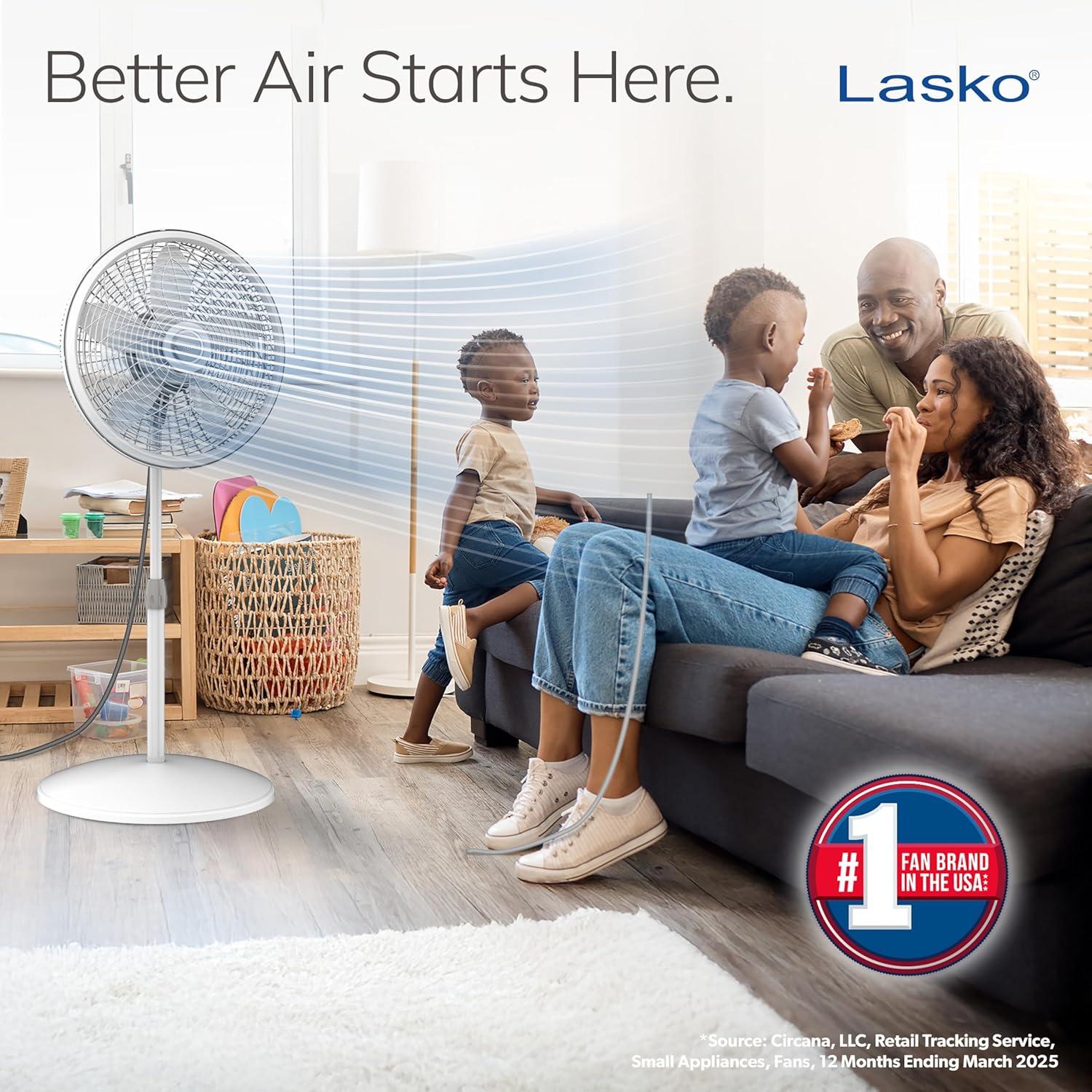 Ventilador de Pedestal Oscilante Lasko 1820 - 3 Velocidades, 50.8 cm