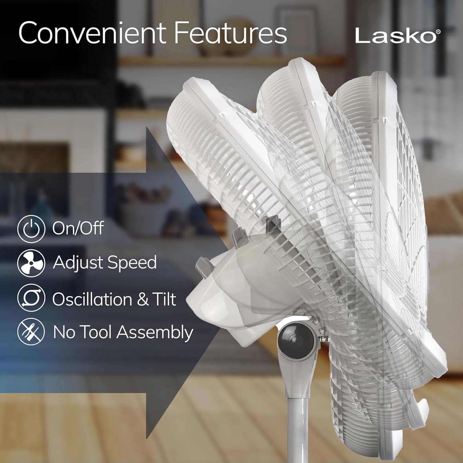 Ventilador de Pedestal Oscilante Lasko 1820 - 3 Velocidades, 50.8 cm