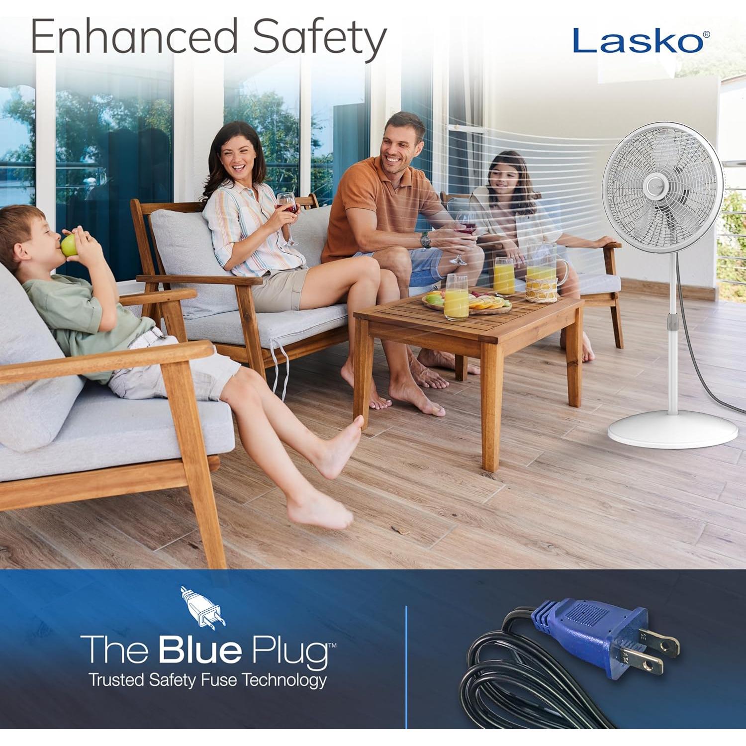 Ventilador de Pedestal Oscilante Lasko 1820 - 3 Velocidades, 50.8 cm