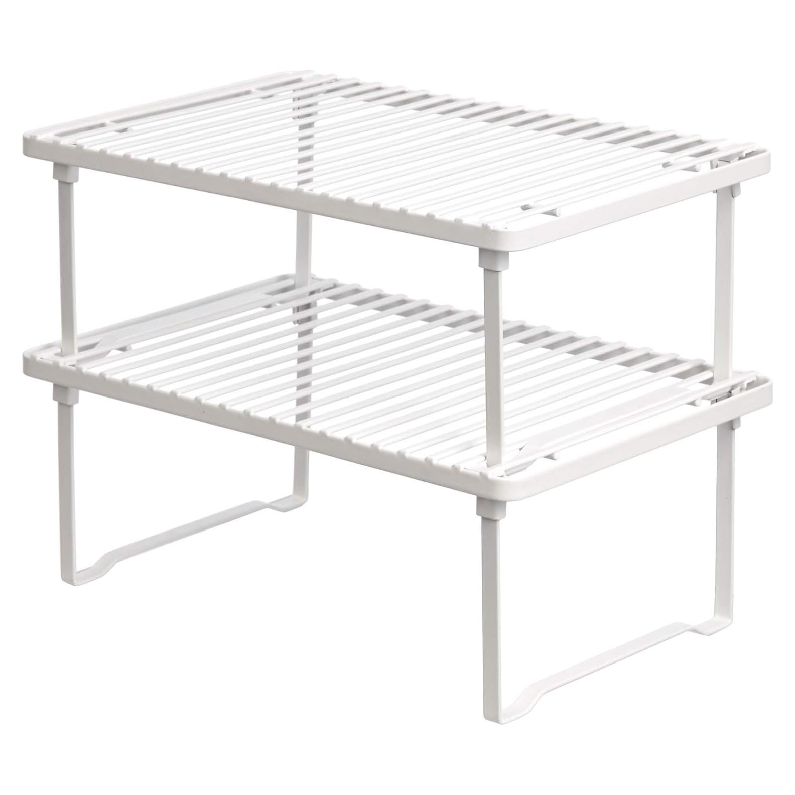 Estantes Apilables de Metal Amazon Basics para Cocina - Blanco, Juego de 2