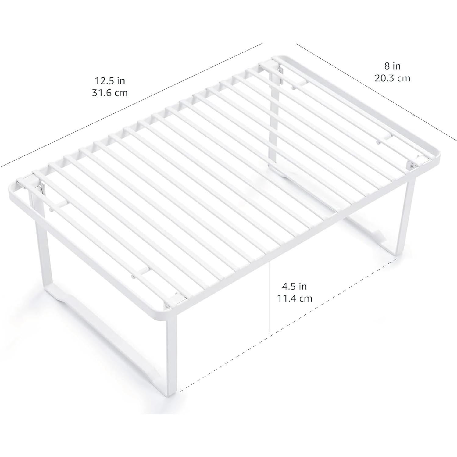 Estantes Apilables de Metal Amazon Basics para Cocina - Blanco, Juego de 2