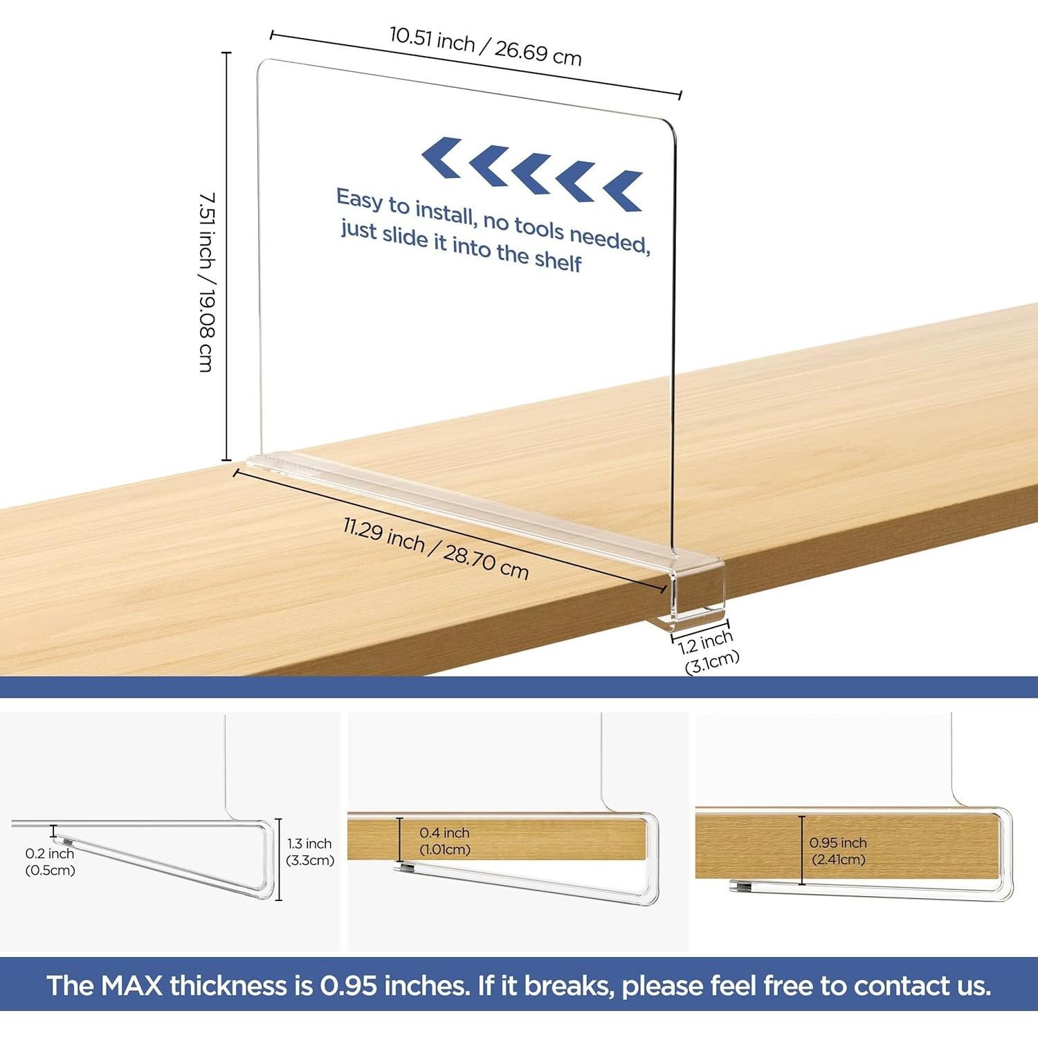 Organizadores de Closet HBlife 6 PCS Transparentes 28,66 cm