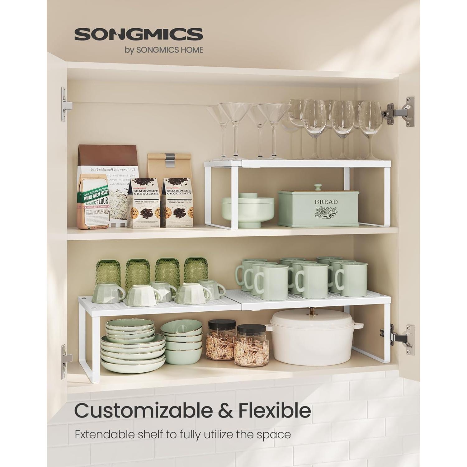 Estantes de Cocina Expandibles SONGMICS, Juego de 2, Blanco Mate
