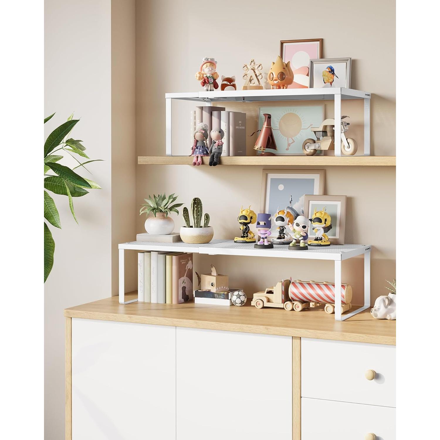 Estantes de Cocina Expandibles SONGMICS, Juego de 2, Blanco Mate
