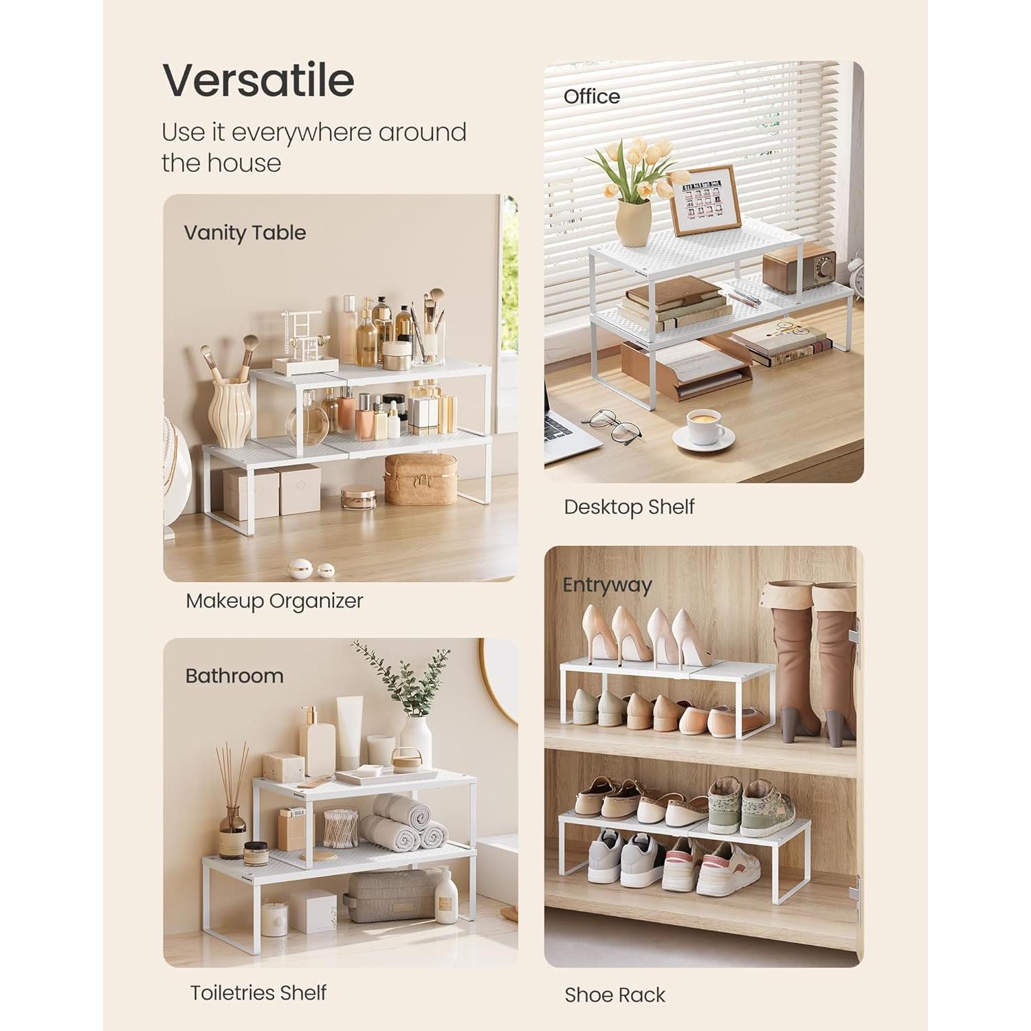 Estantes de Cocina Expandibles SONGMICS, Juego de 2, Blanco Mate