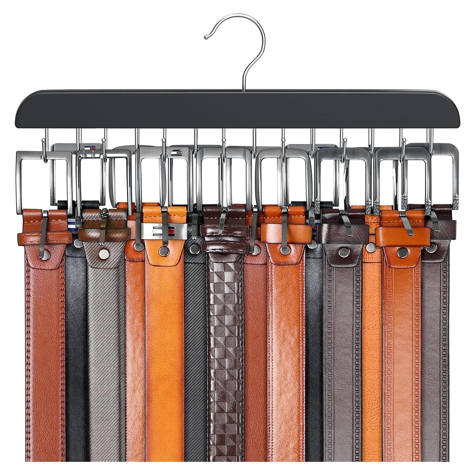 Perchero de Cinturones Resovo para Closet - 14 Ganchos, Negro