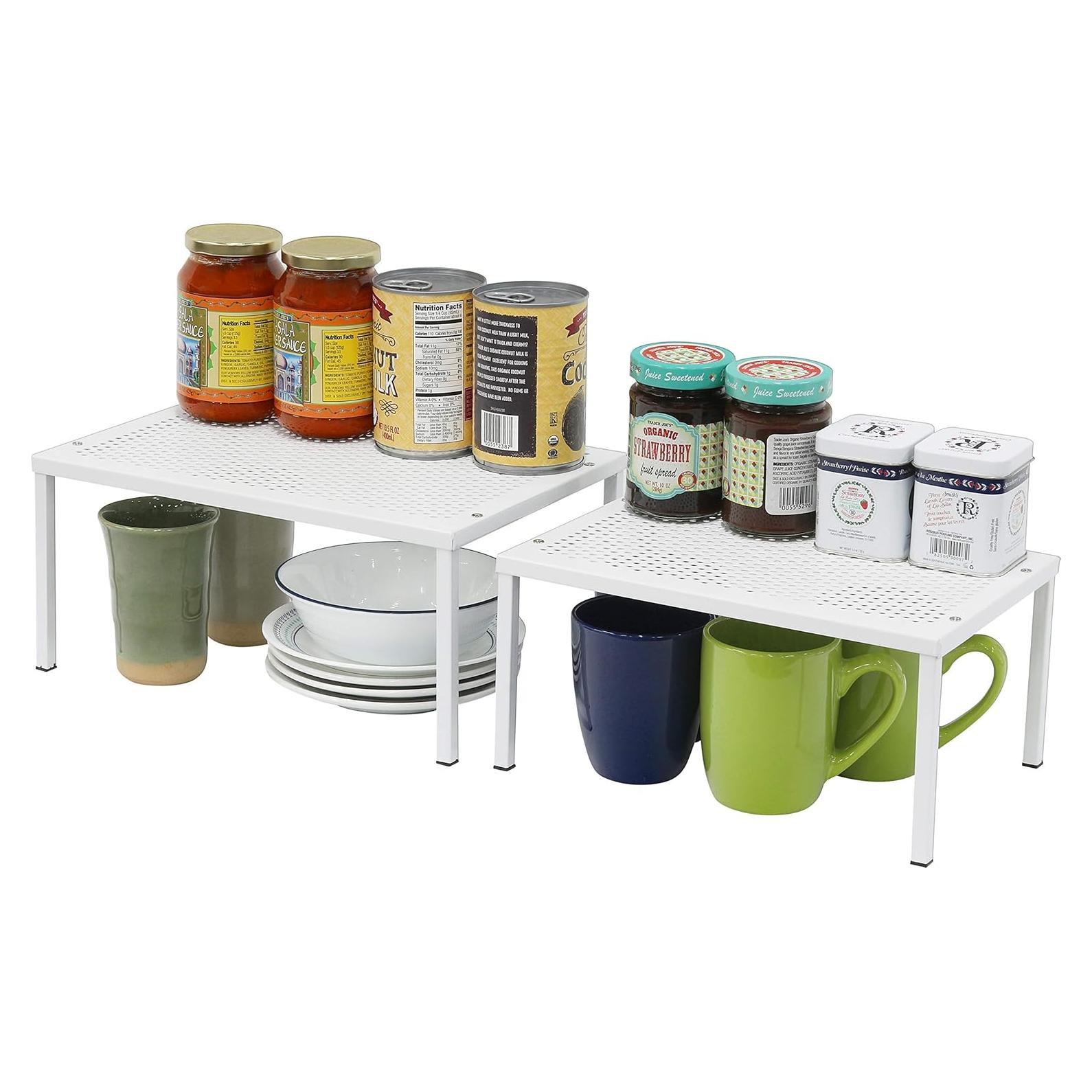 Organizador de estante apilable Simple Houseware Blanco 2 Unidades