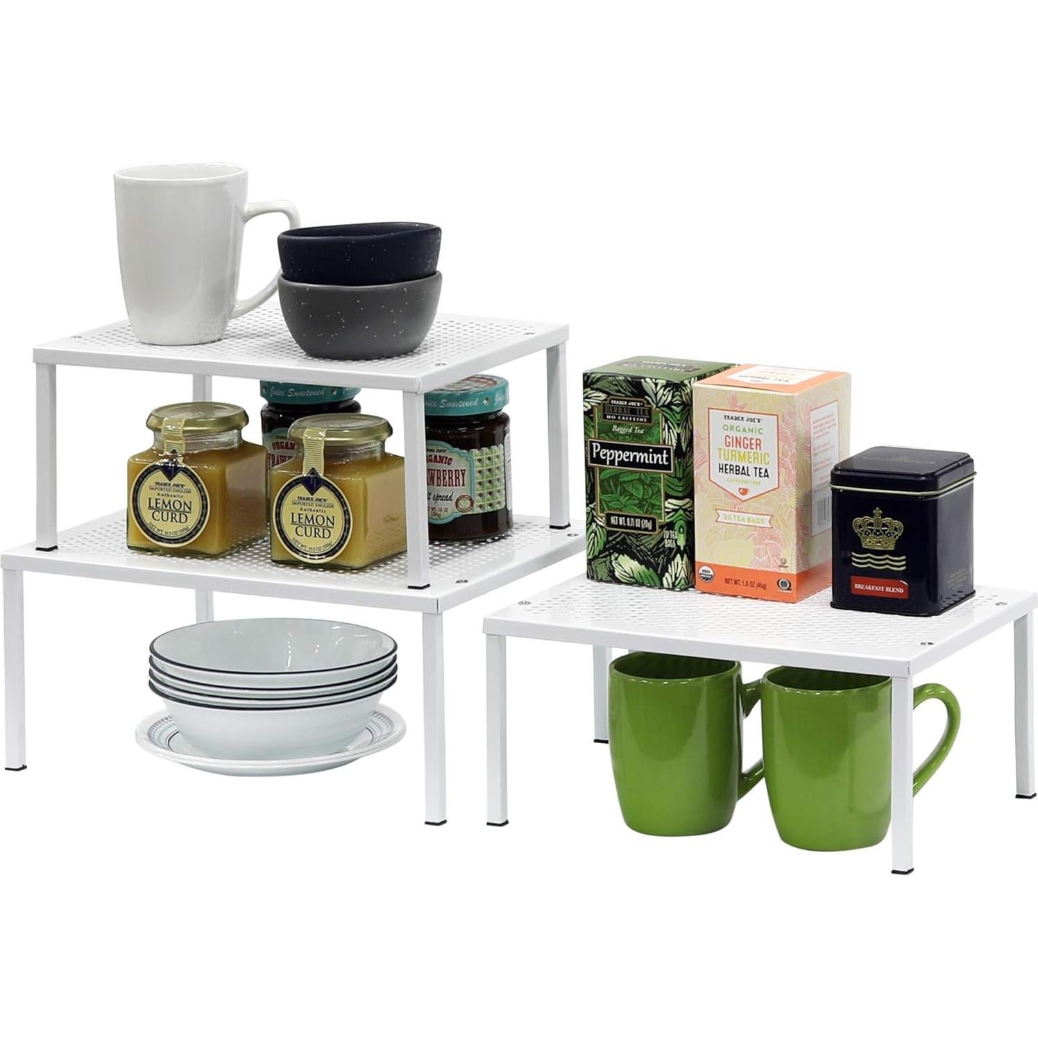 Organizador de estante apilable Simple Houseware Blanco 2 Unidades