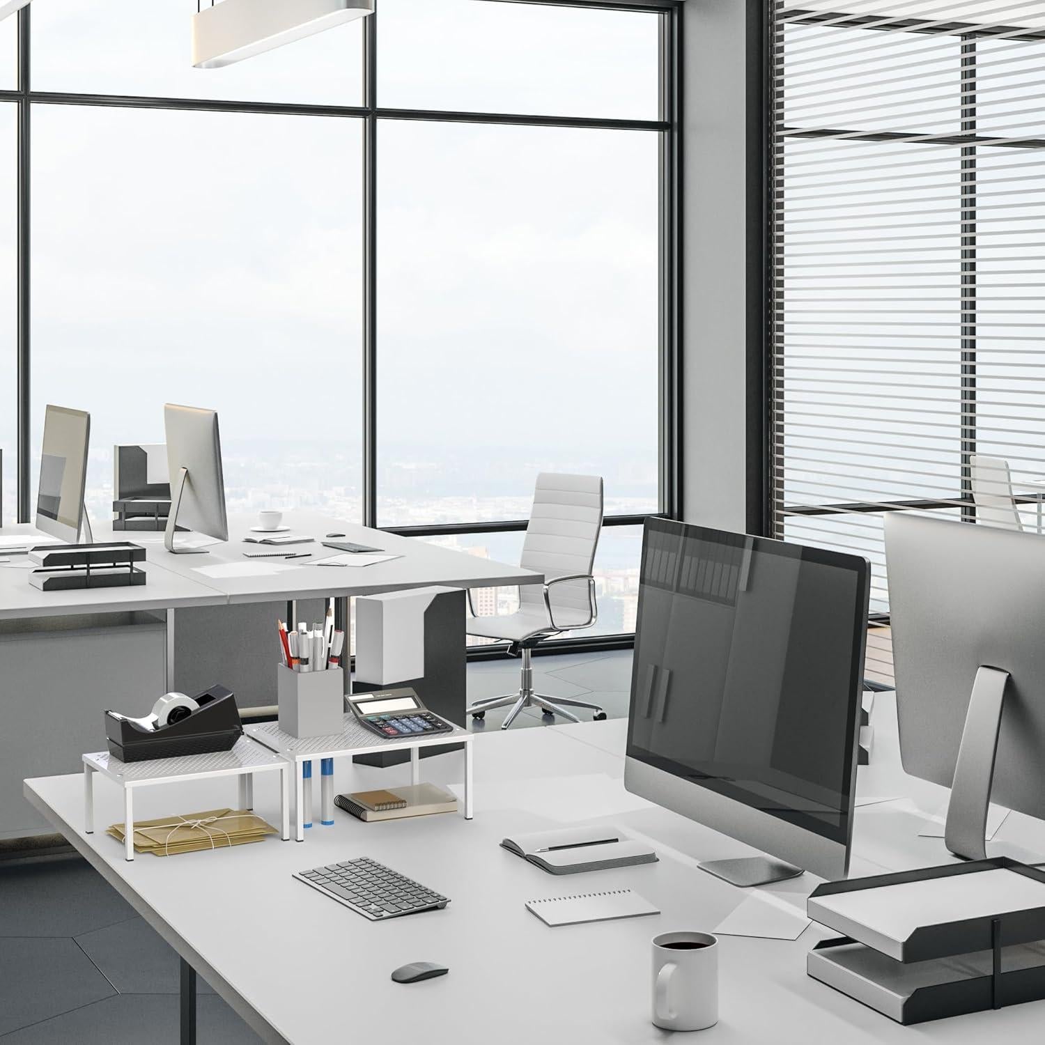 Organizador de estante apilable Simple Houseware Blanco 2 Unidades