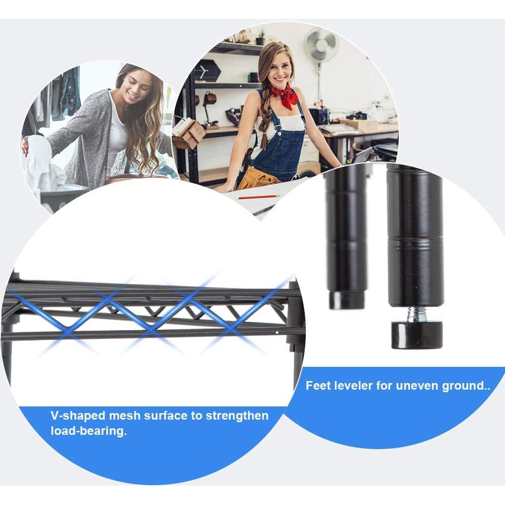 Estante de Alambre 4 Niveles BestOffice 1000 lbs Negro