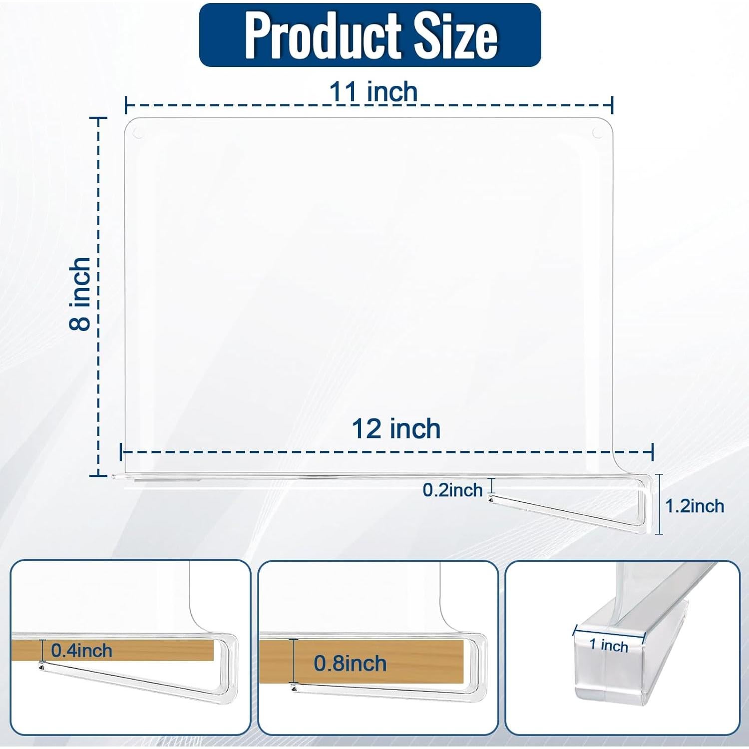 Divisores de Estante Acrílico Transparente BAUMFEUER 12 Pzas
