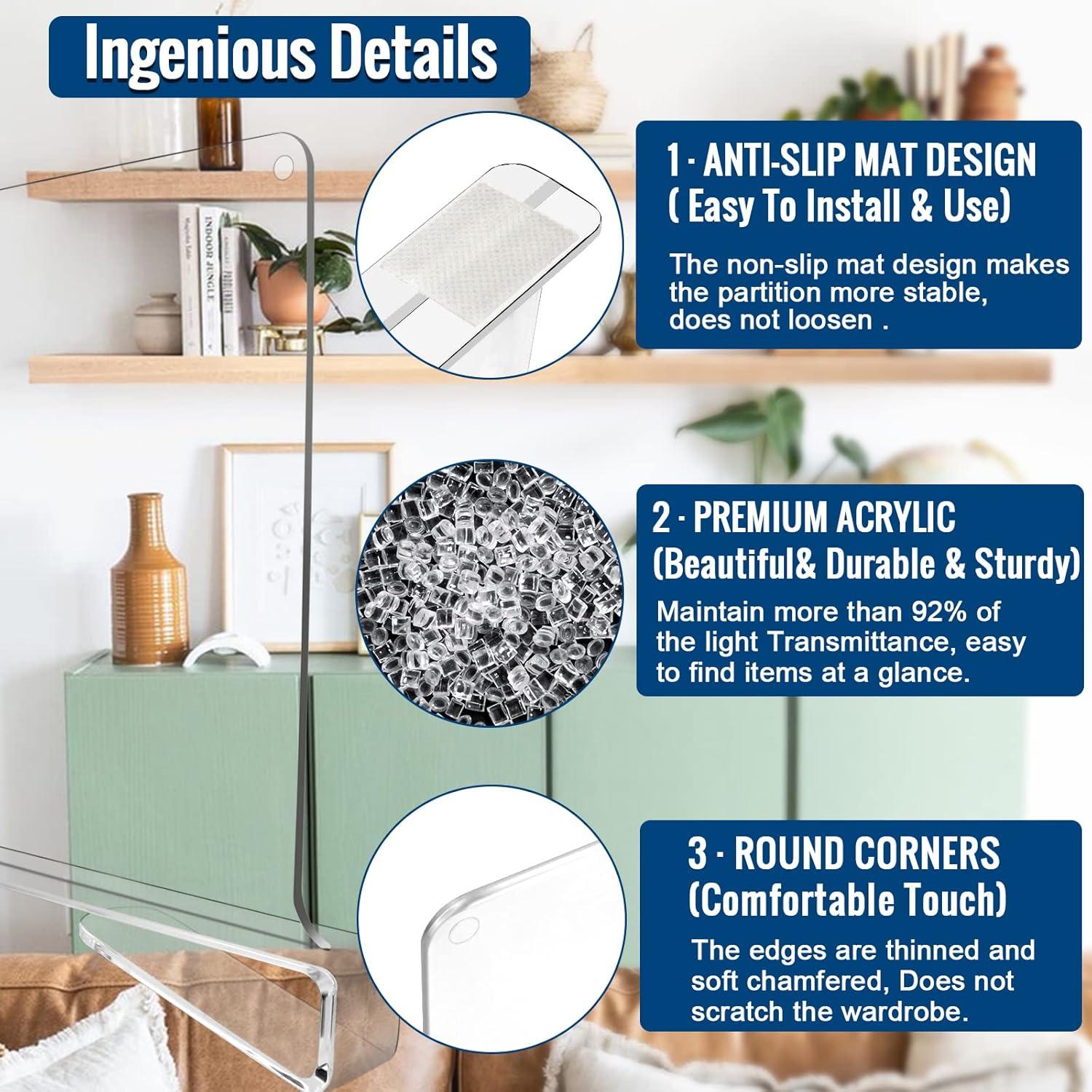 Divisores de Estante Acrílico Transparente BAUMFEUER 12 Pzas