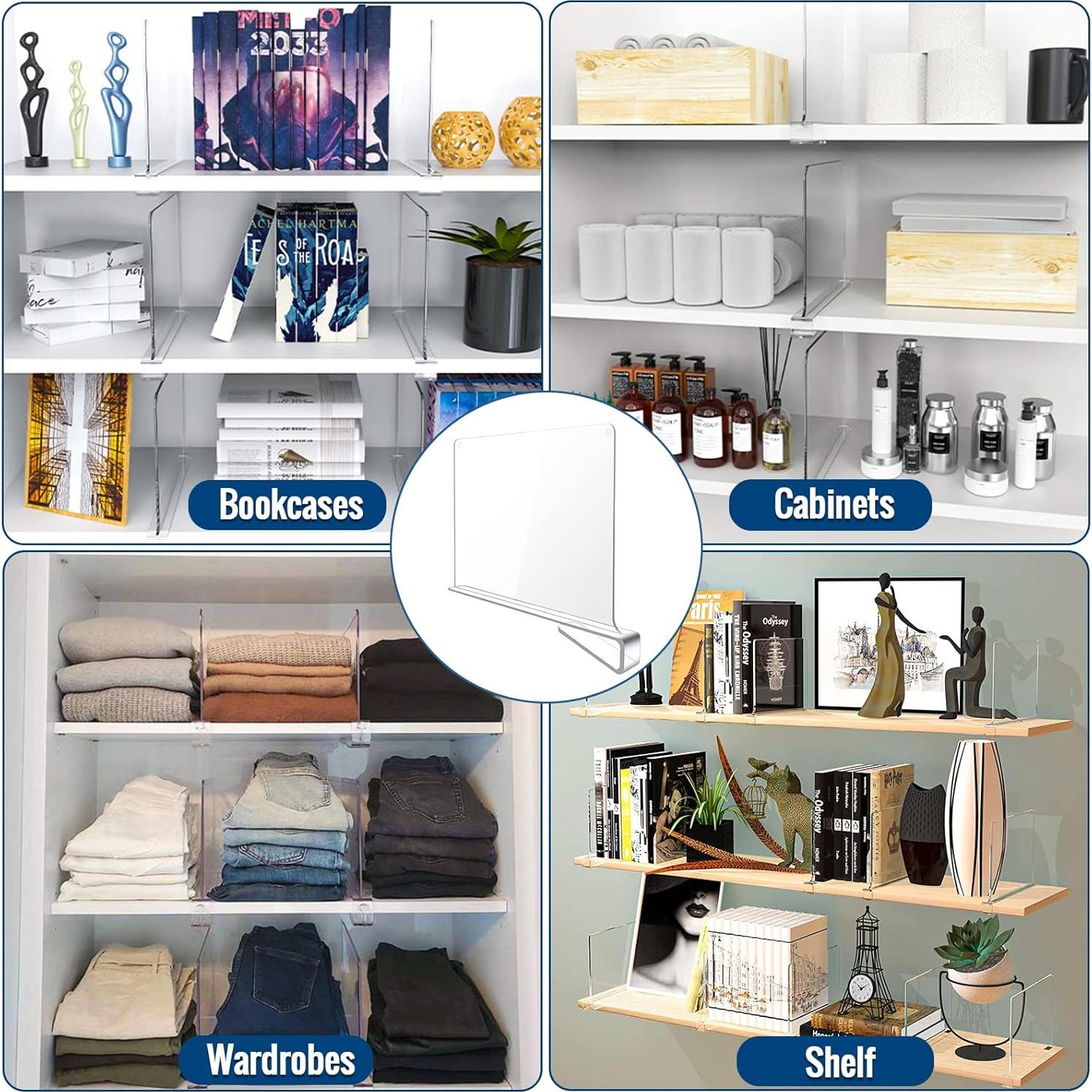 Divisores de Estante Acrílico Transparente BAUMFEUER 12 Pzas