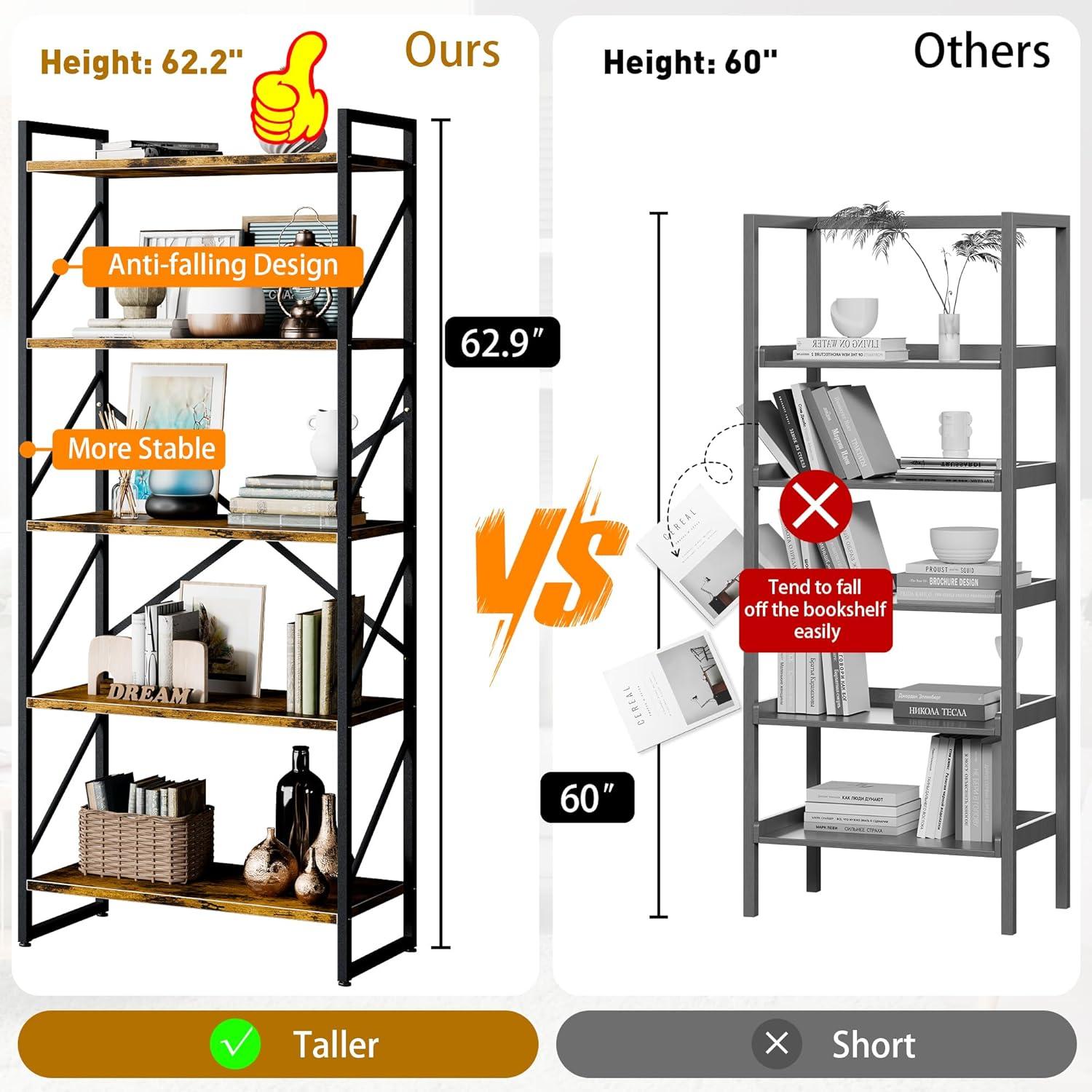 Estantería de 5 Niveles Shintenchi - Estante Industrial Marrón