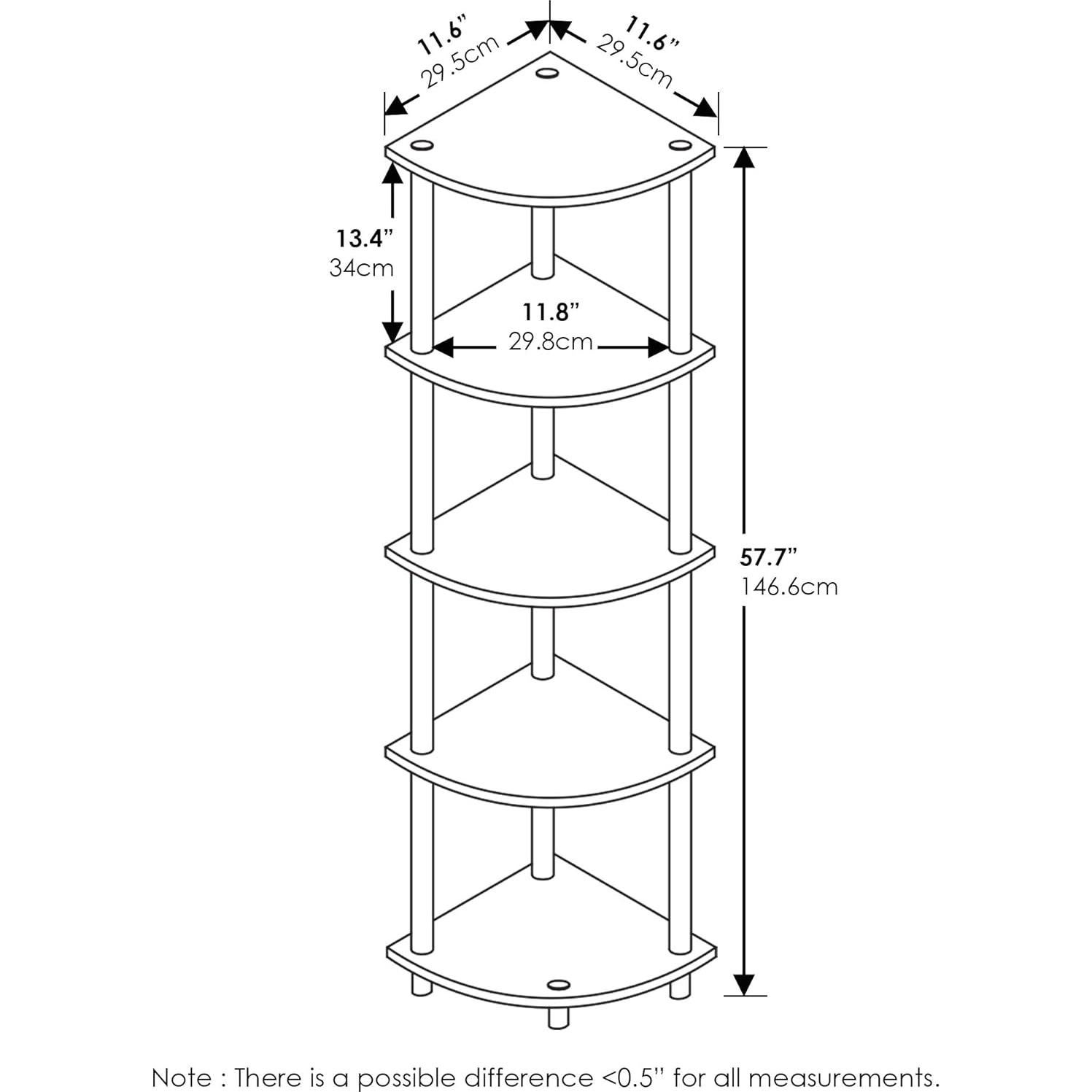Estante de Esquina Furinno Turn-N-Tube 5 Niveles 29,5x29,5x146,7cm