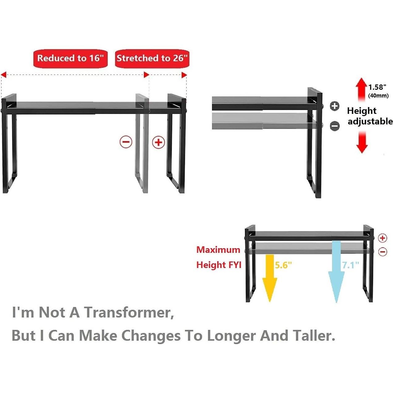 Organizador de Estante Expandible Urhomey 66 cm Negro