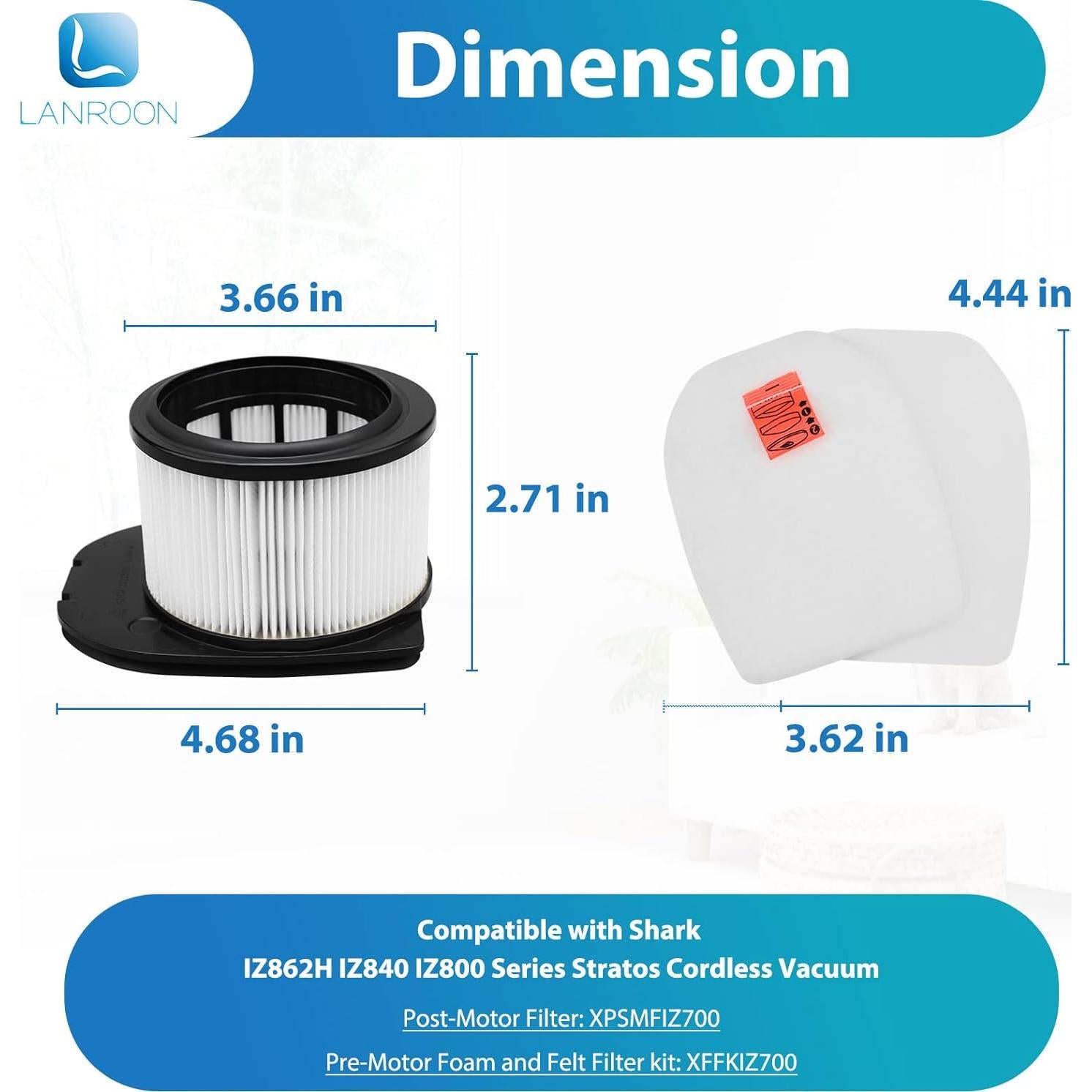 Filtro HEPA LANROON IZ862H para aspiradora Shark, 2 filtros + 4 kit