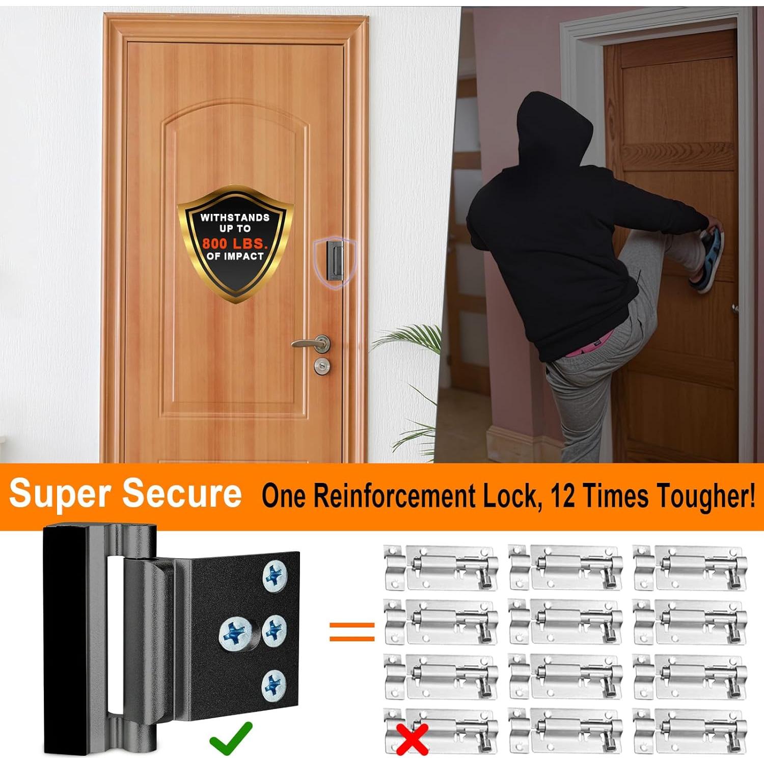 Cerradura de Refuerzo Comfylichi para Puertas - 2 Paquete Negro