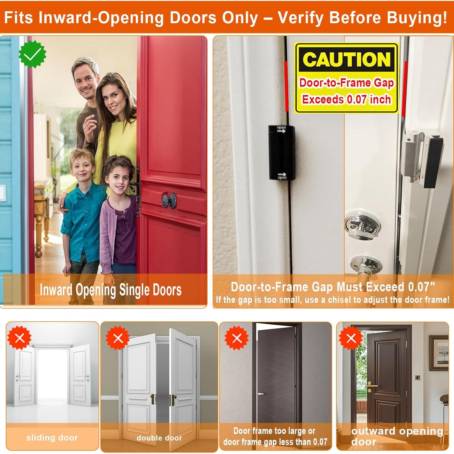 Cerradura de Refuerzo Comfylichi para Puertas - 2 Paquete Negro