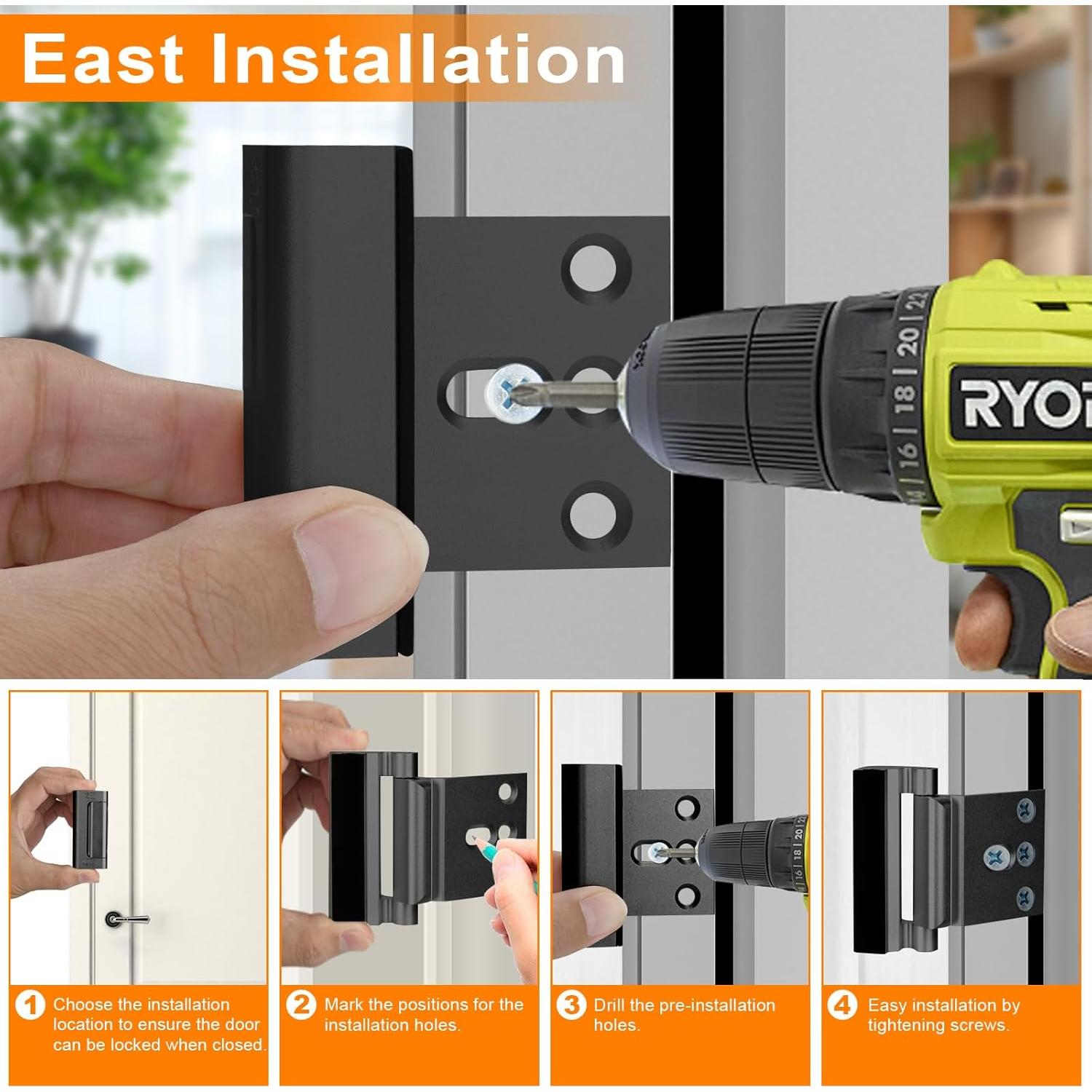 Cerradura de Refuerzo Comfylichi para Puertas - 2 Paquete Negro