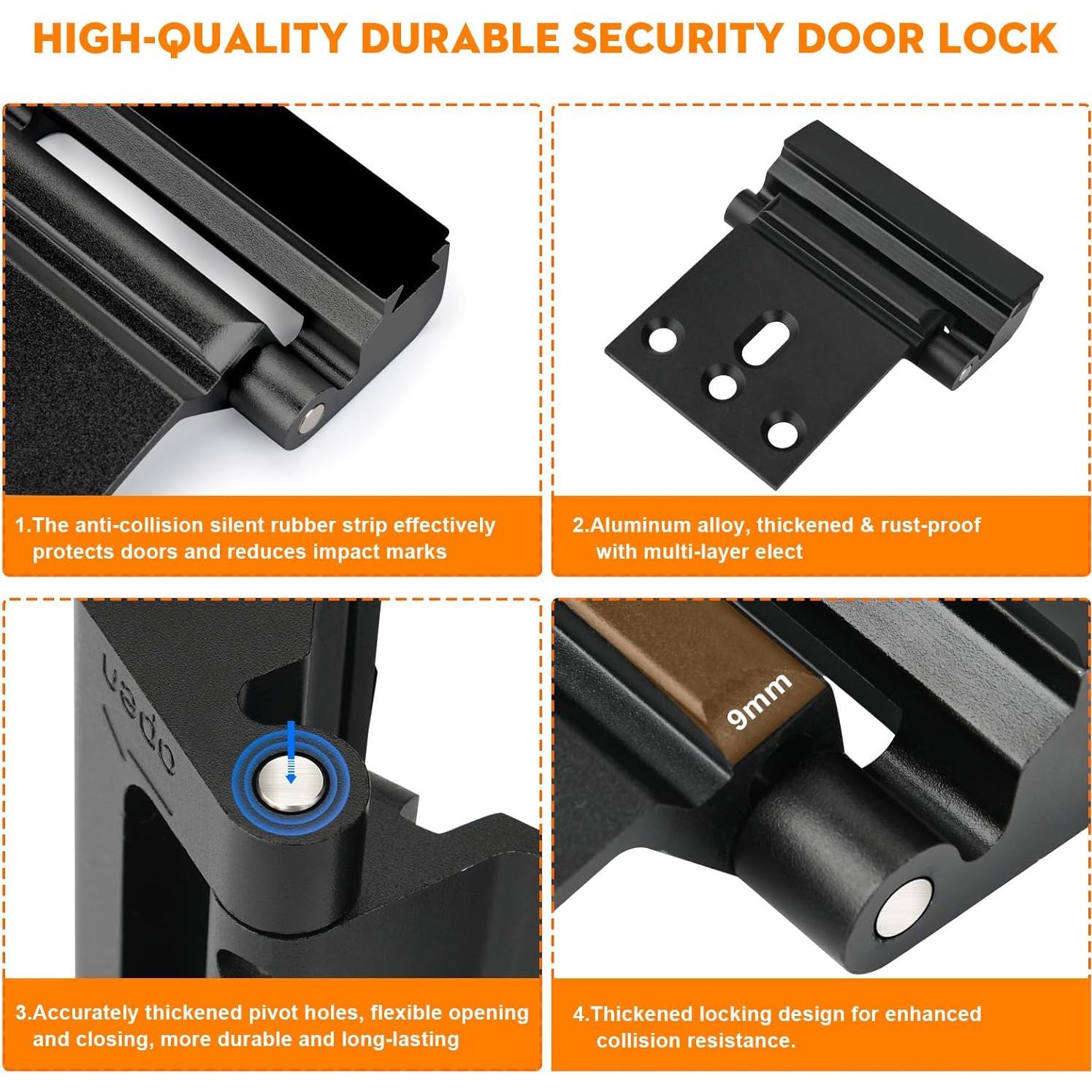 Cerradura de Refuerzo Comfylichi para Puertas - 2 Paquete Negro