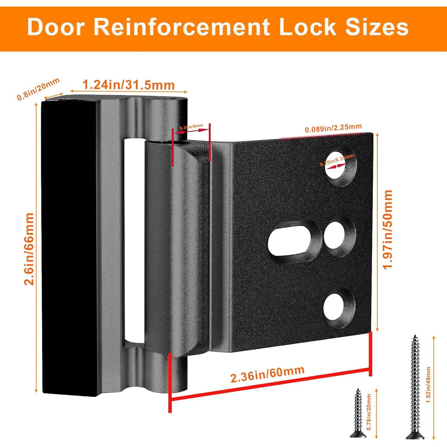 Cerradura de Refuerzo Comfylichi para Puertas - 2 Paquete Negro