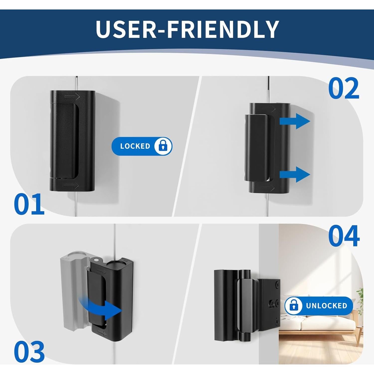 Cerraduras de Refuerzo de Puerta Lvyesea 3 Pcs Seguridad Infantil