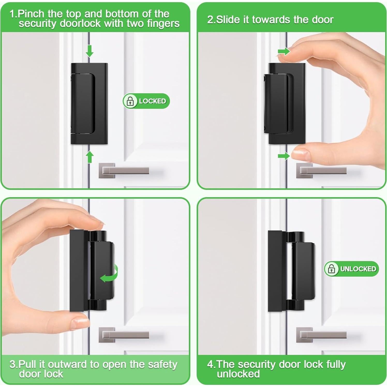 Cerradura de Seguridad Treasem 3" Negro Mate para Puerta