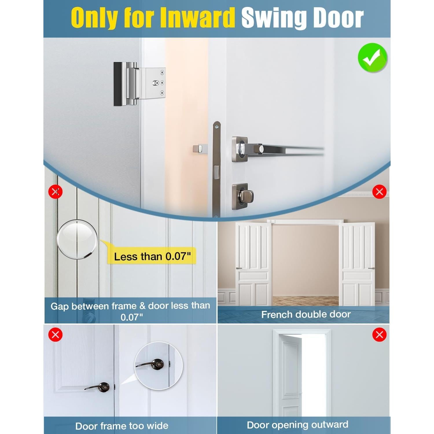 Cerradura de Seguridad HIGHEVE para Puertas Interiores Plata