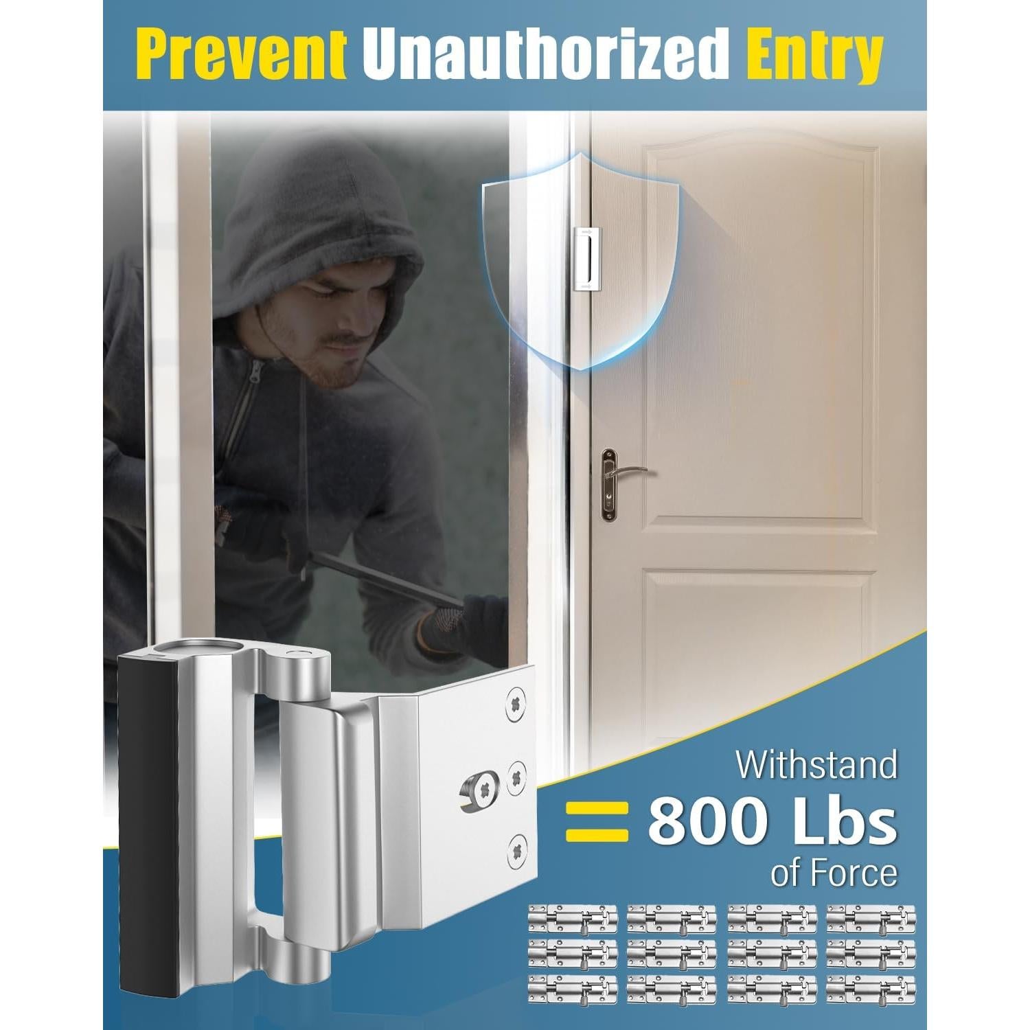 Cerradura de Seguridad HIGHEVE para Puertas Interiores Plata