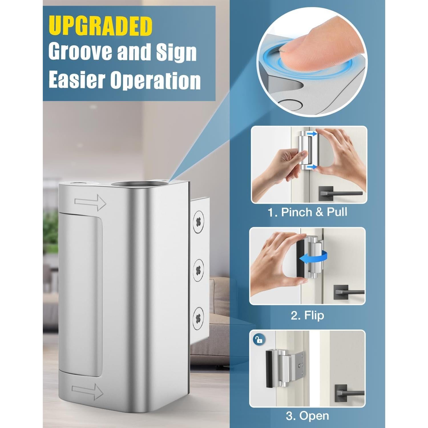 Cerradura de Seguridad HIGHEVE para Puertas Interiores Plata